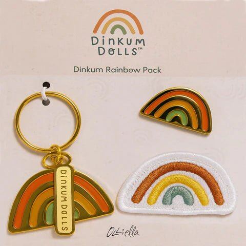Dinkum Rainbow Keychain, Pin, Badge Set – Aster & Ruby