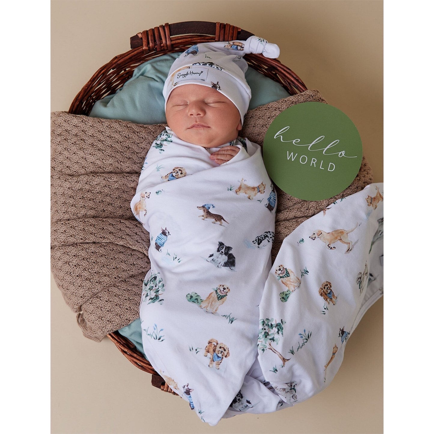 Snuggle Hunny Dog Park Organic Jersey Wrap & Beanie Set | Aster & Ruby