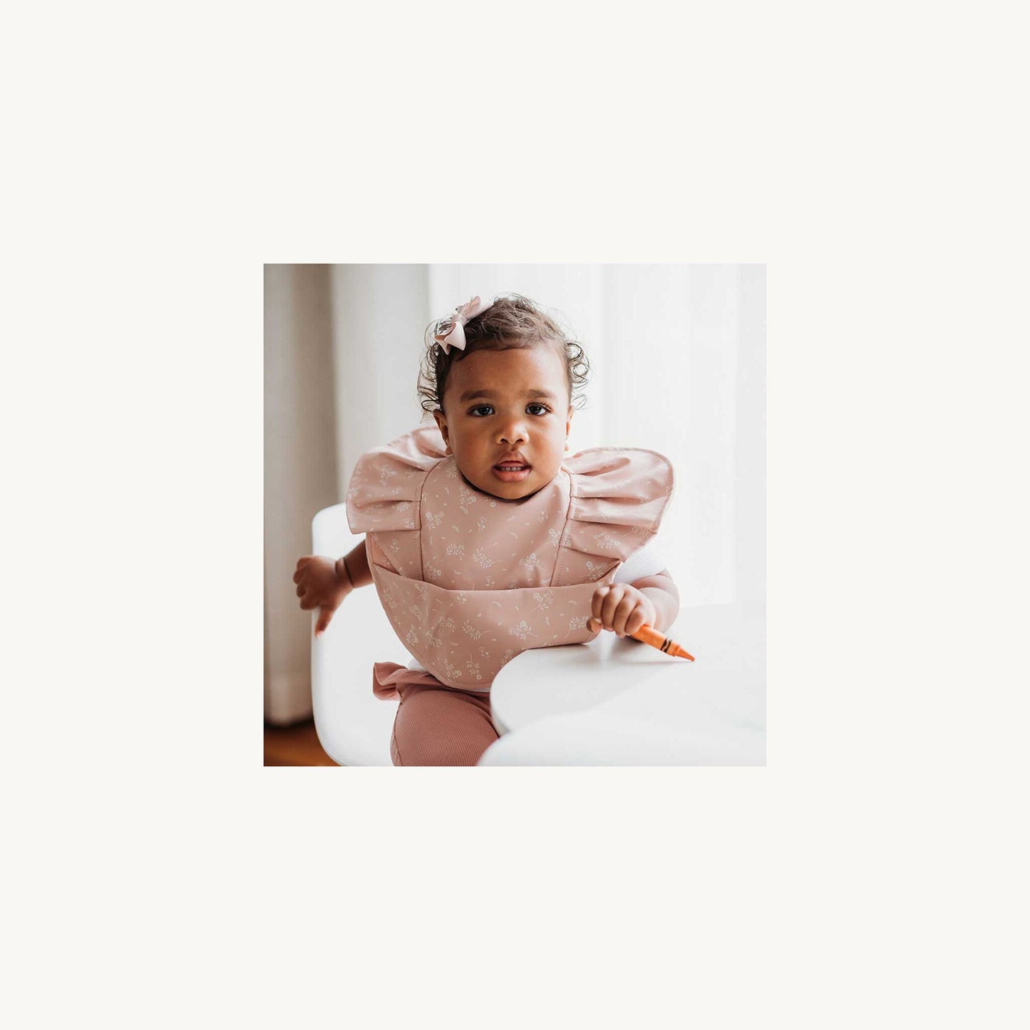 Snuggle Hunny Kids Dusty Rose Flower Frill Snuggle Bib | Aster & Ruby