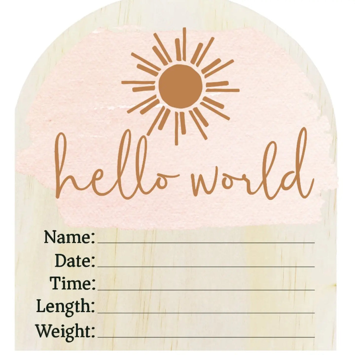 Hello World Pink Sun Wooden Arch