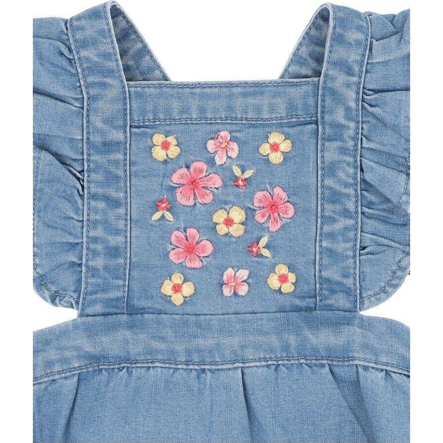 Embroidered Denim Romper – children's product by Fox & Finch | Aster & Ruby