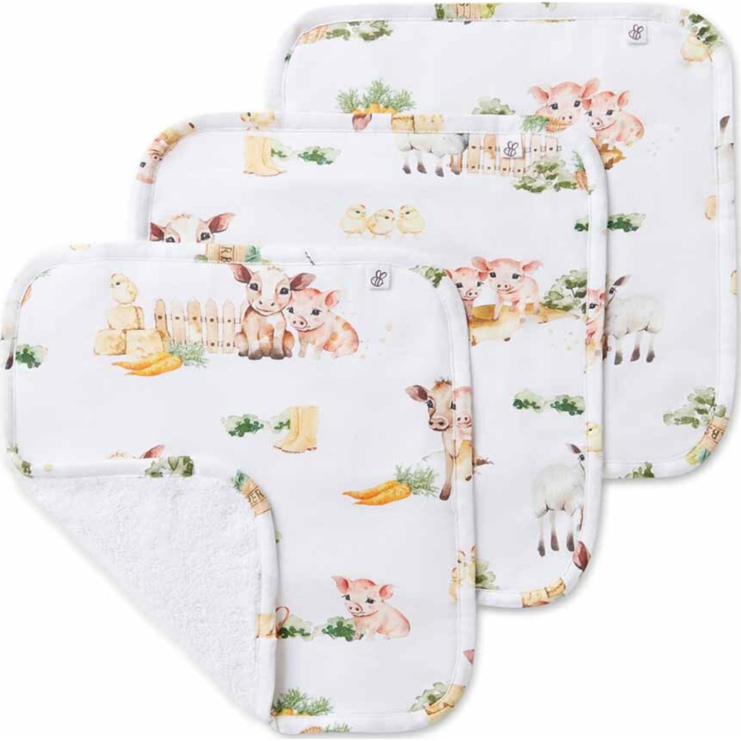 Snuggle Hunny Kids Farm Organic Wash Cloths 3pk | Aster & Ruby