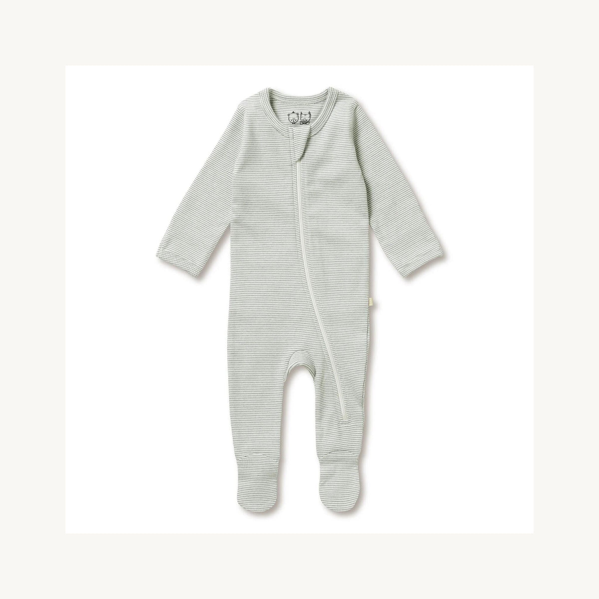 Wilson & Frenchy Fern Organic Stripe Rib Zipsuit with Feet | Aster & Ruby