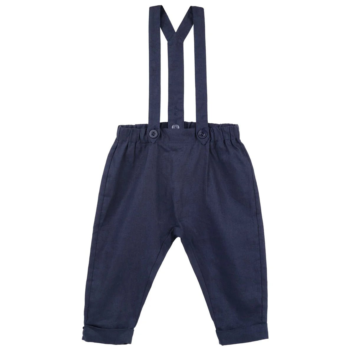 Finley Linen Suspenders Navy - Aster & Ruby