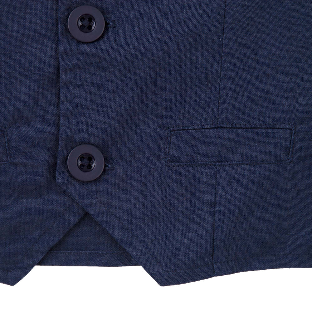 Finley Linen Vest Navy - Aster & Ruby