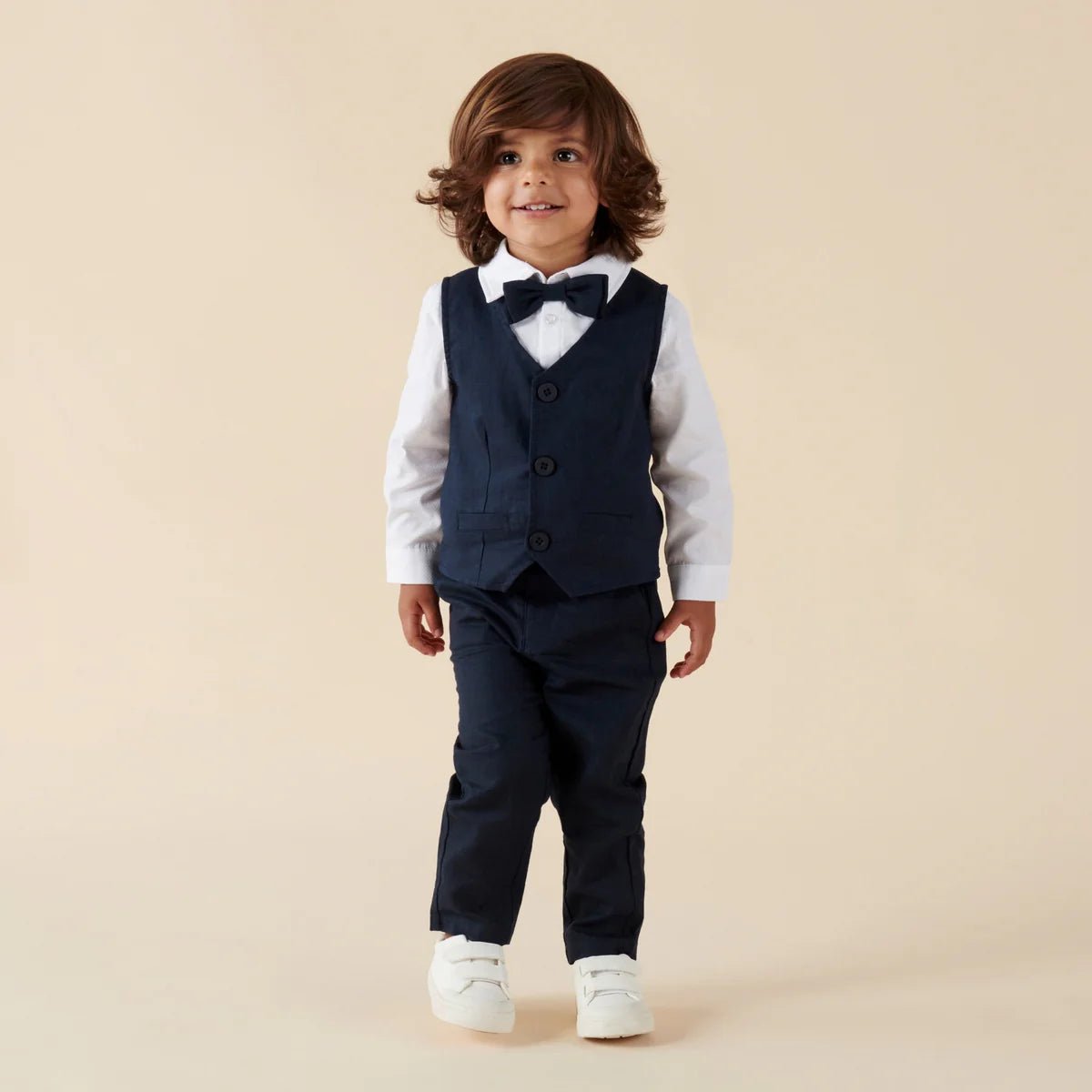 Finley Linen Vest Navy - Aster & Ruby