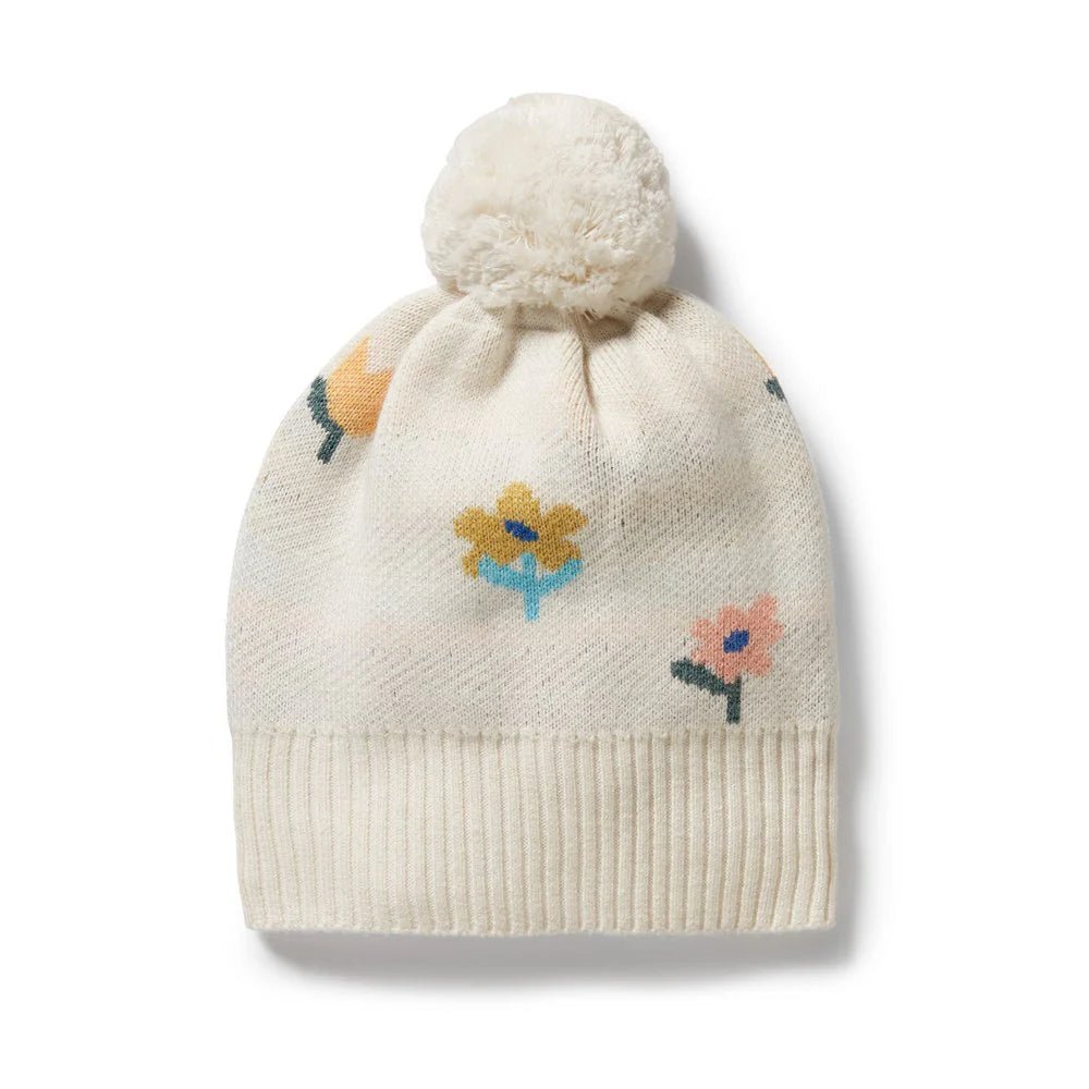 Flower Pop Organic Knitted Jacquard Beanie - Aster & Ruby