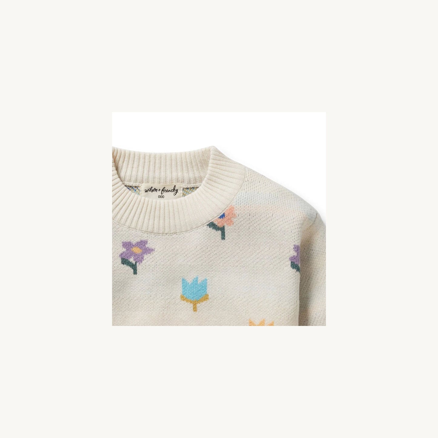 Flower Pop Organic Knitted Jacquard Jumper – children's product by Wilson & Frenchy | Aster & Ruby
