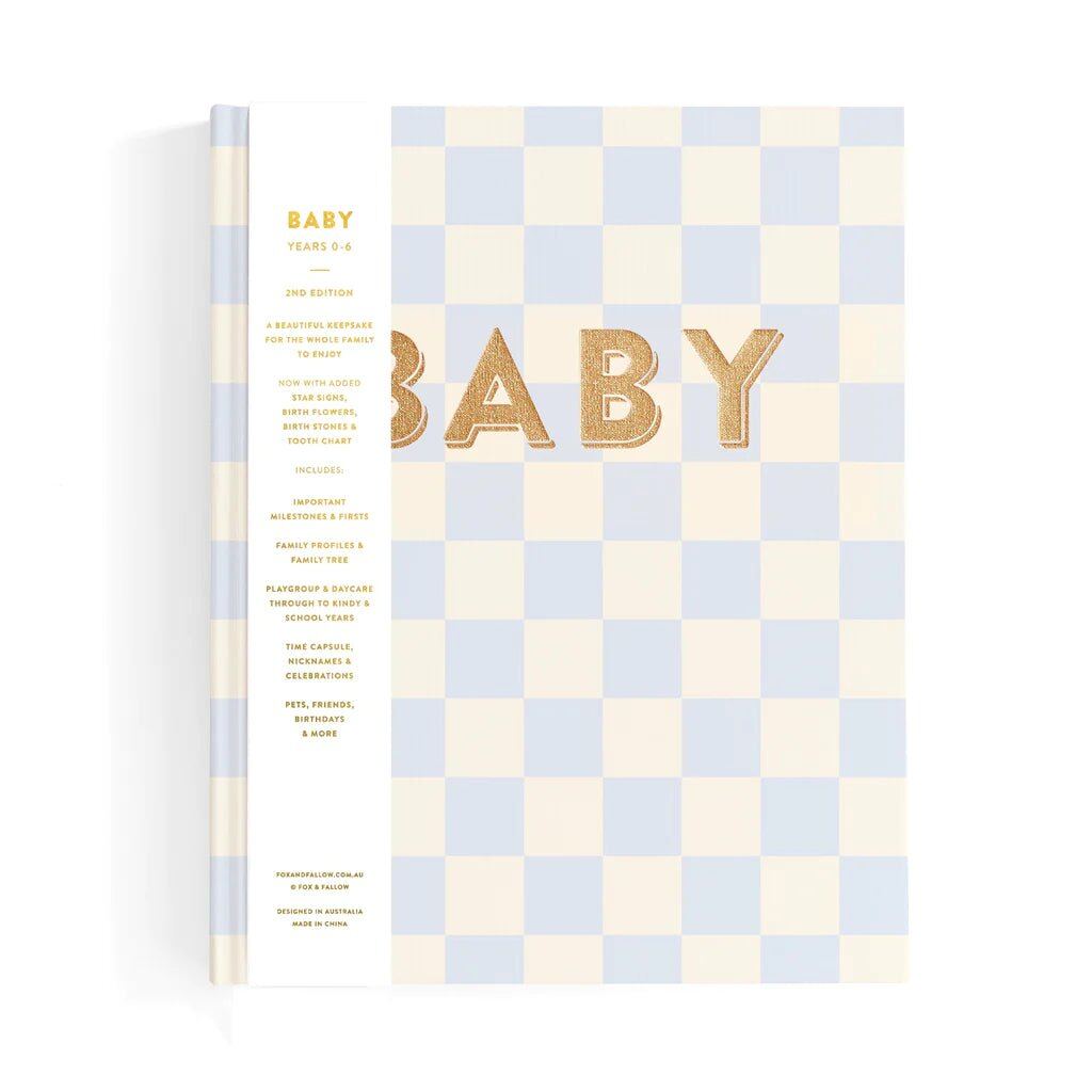 Baby Book Blue Check – Aster & Ruby
