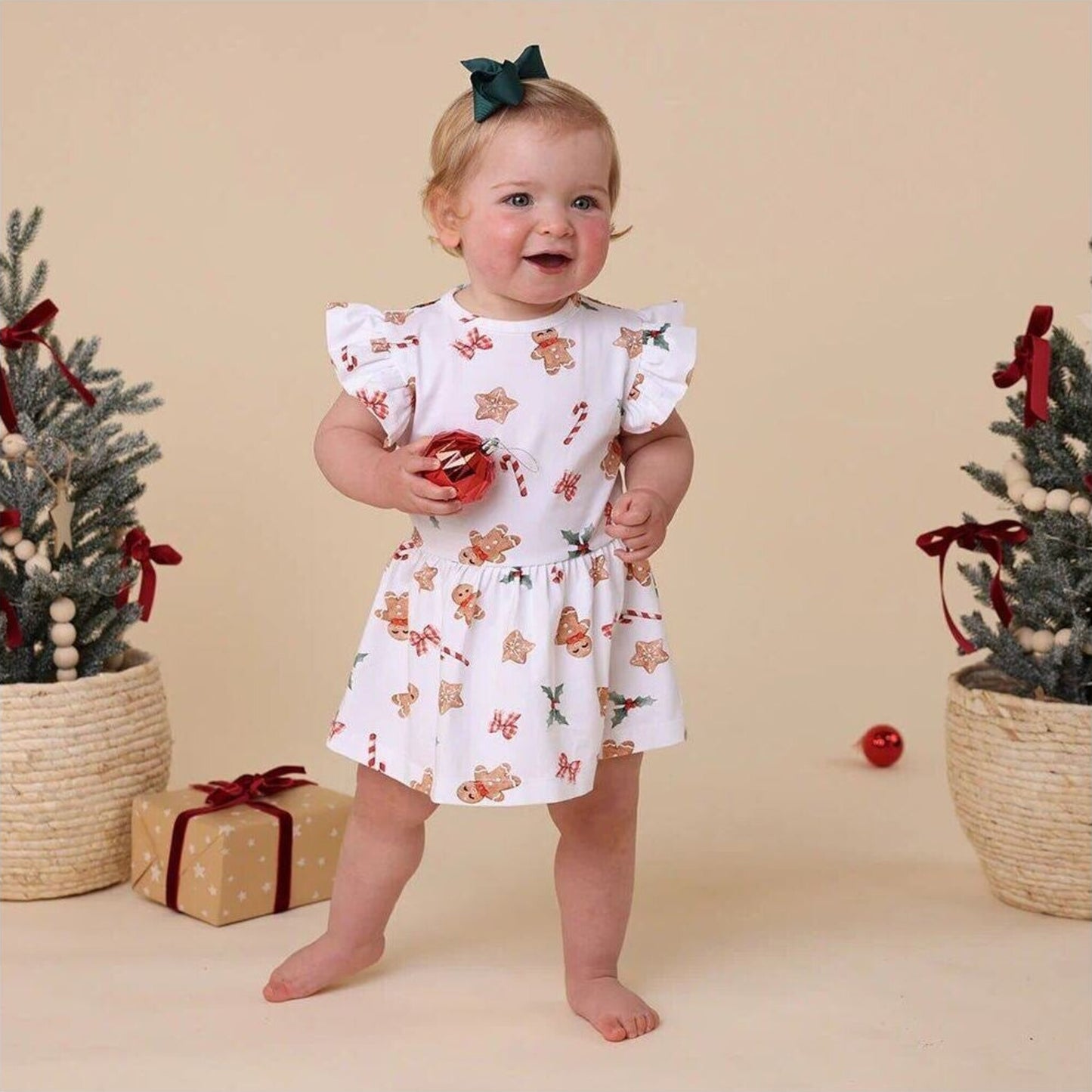 Gingerbread Short Sleeve Organic Dress – children's product by Snuggle Hunny Kids | Aster & Ruby