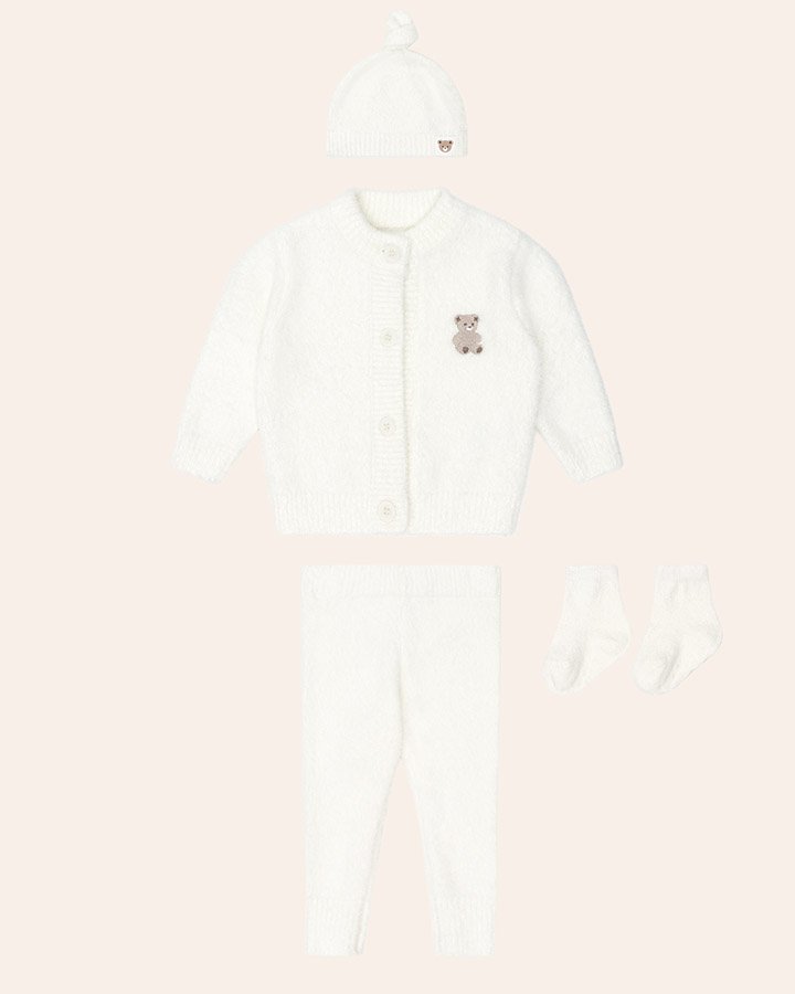 My First Hux Almond Milk 4Pc Boucle Newborn Set