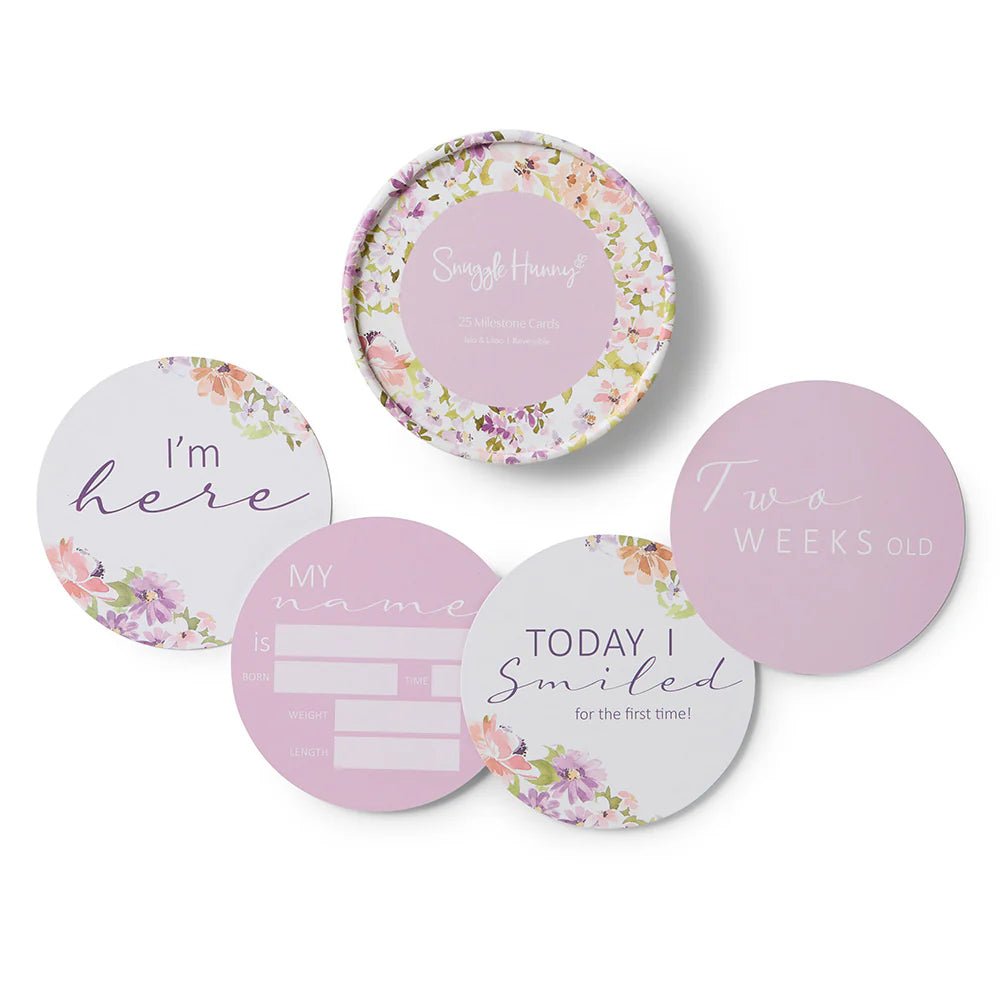 Isla & Lilac Reversible Milestone Cards - Aster & Ruby