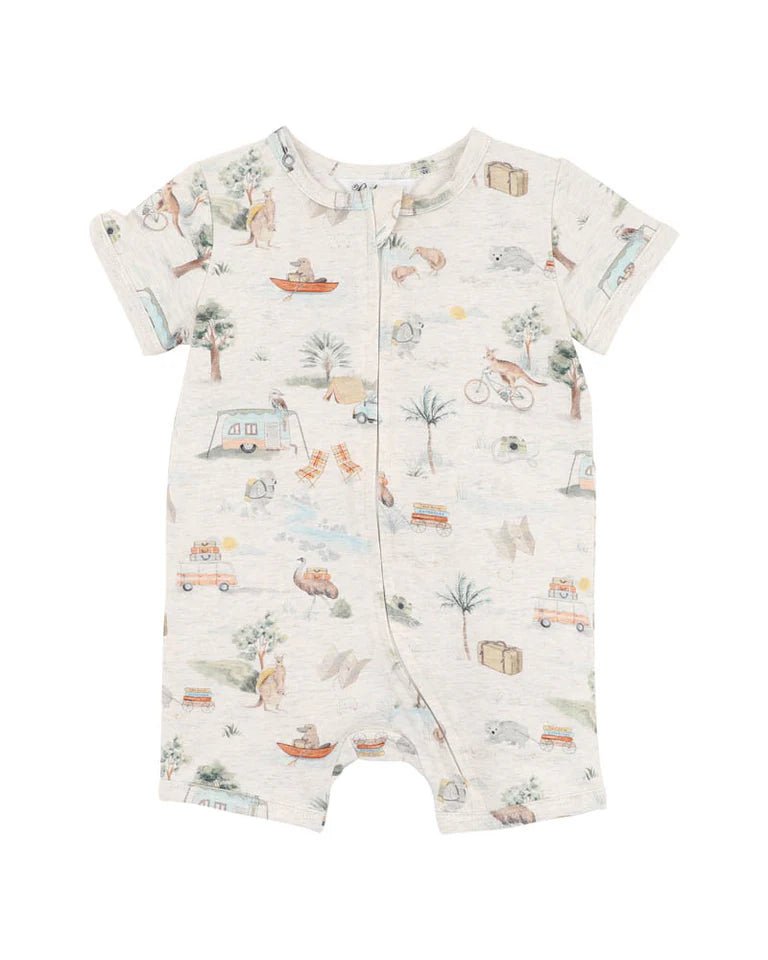 Ivan Print Short Sleeve Zipsuit - Aster & Ruby