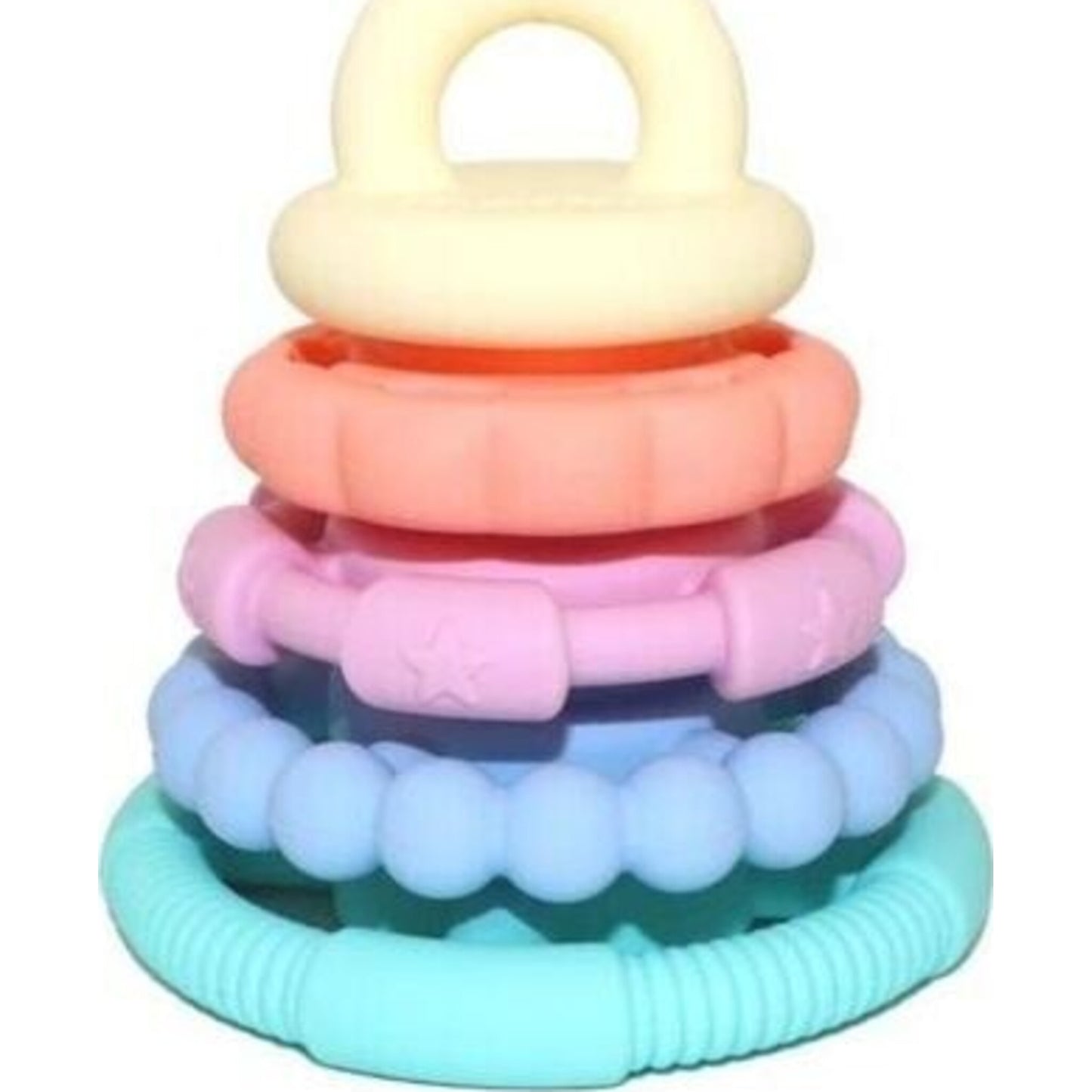 Rainbow Stacker & Teether Pastel – children's product by Jellystone | Aster & Ruby