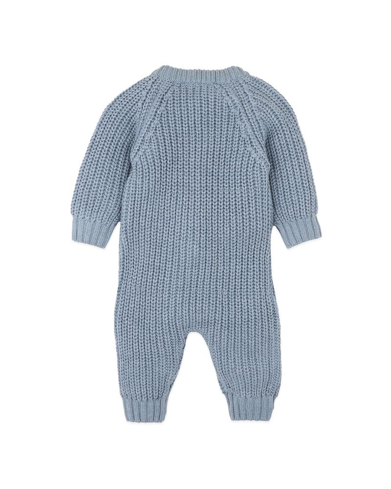 Blue Knitted Zip Romper