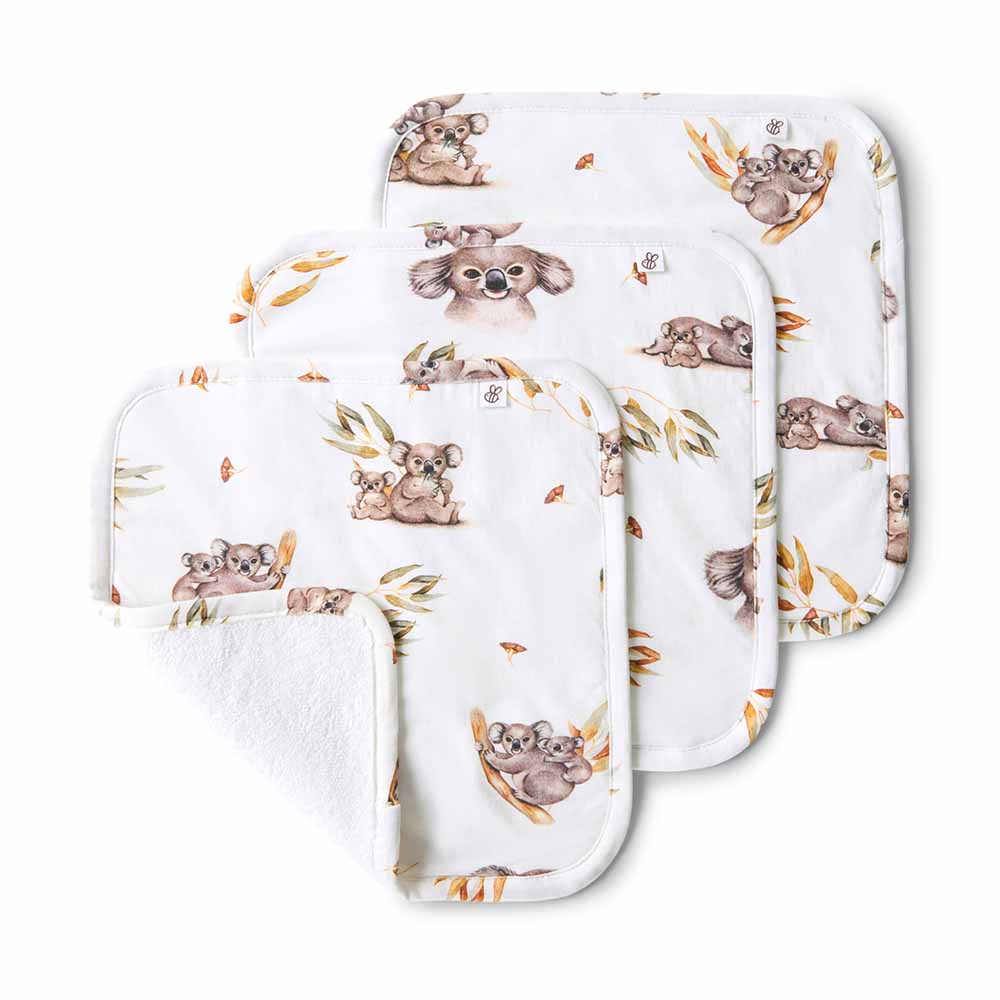 Koala Organic Wash Cloths - 3 Pack - Aster & Ruby