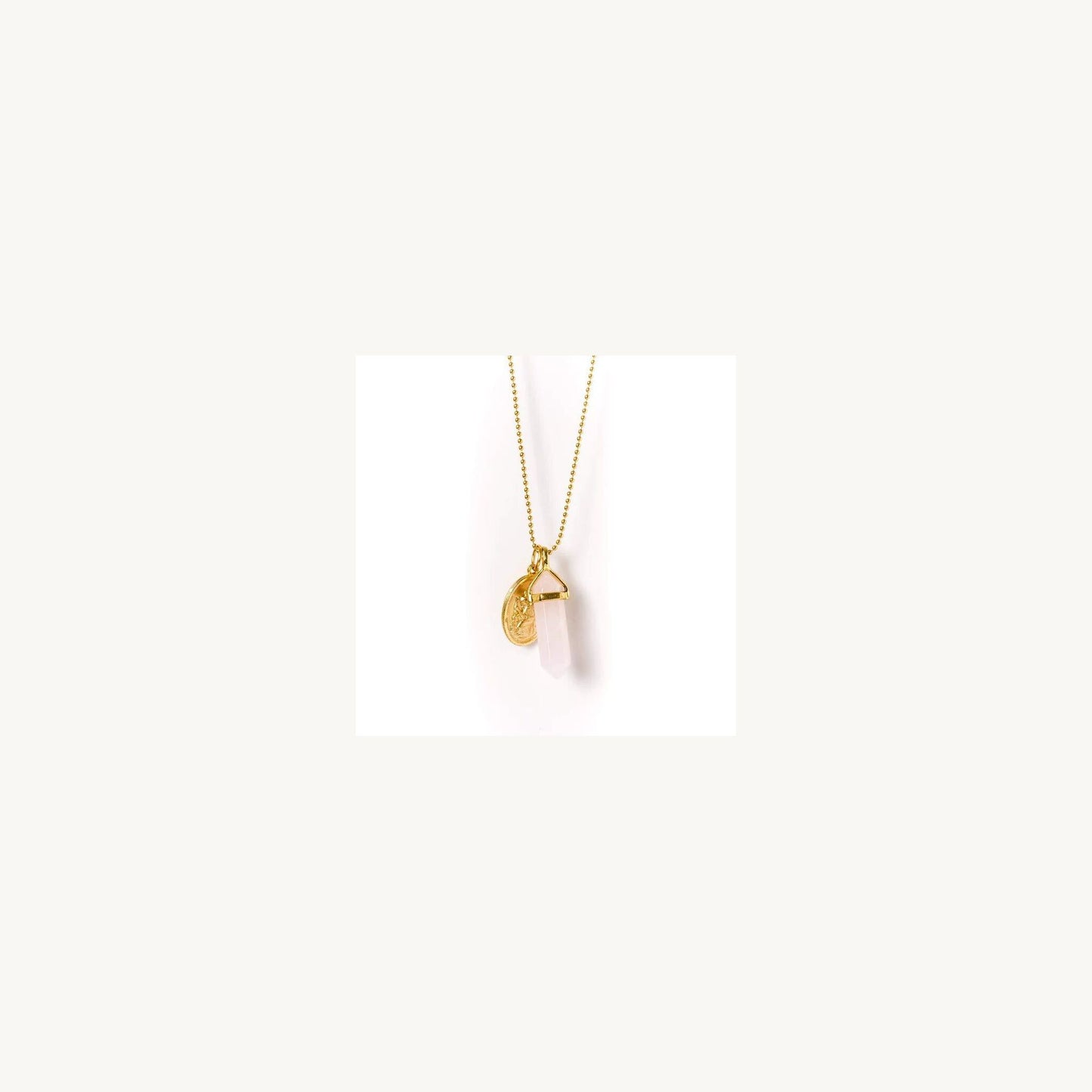 Gold Pendent Necklace Rose Quartz – children's product by Laced With Kindness | Aster & Ruby