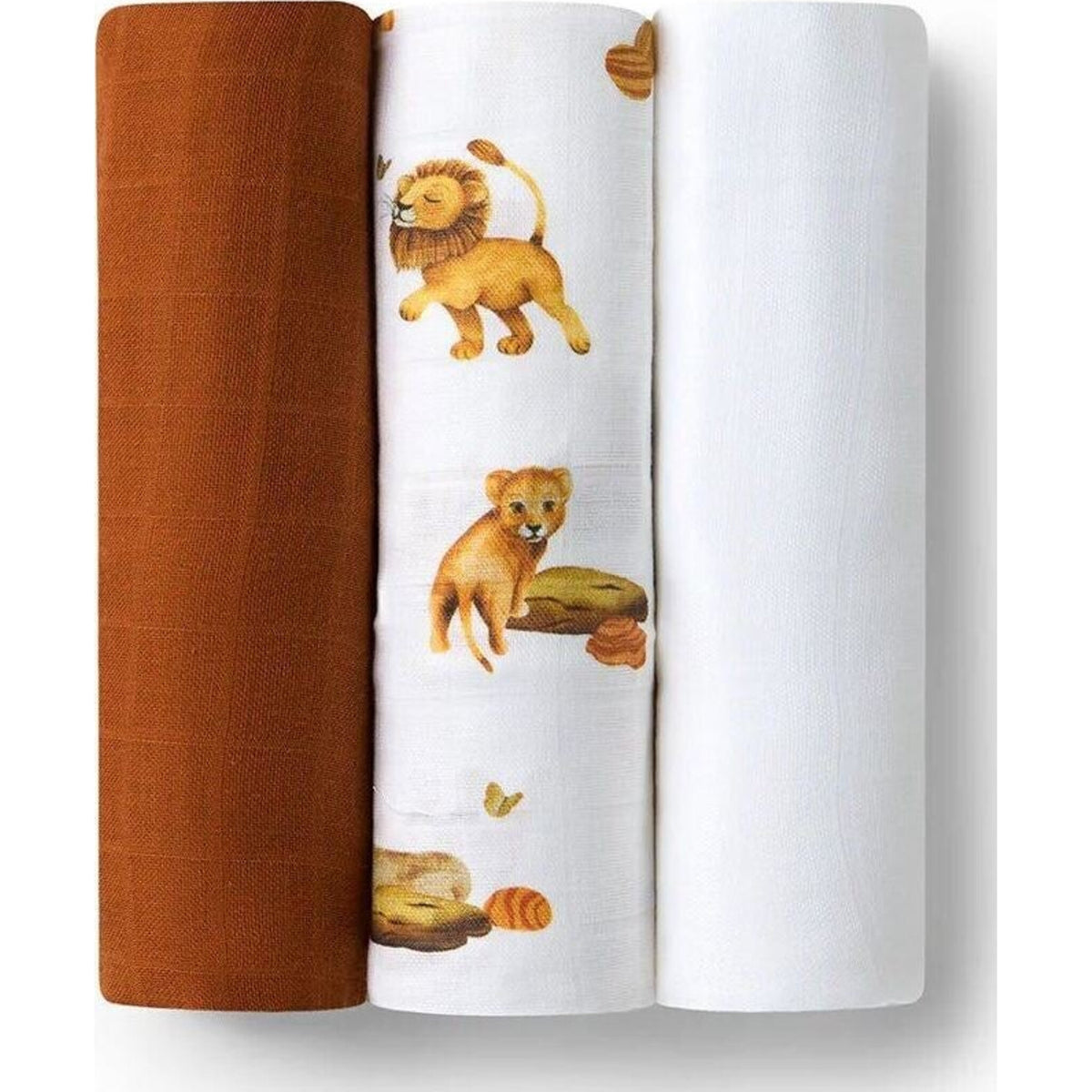 Snuggle Hunny Large Organic Muslin Wraps 3 Pack - Bronze/Lion/Milk | Aster & Ruby