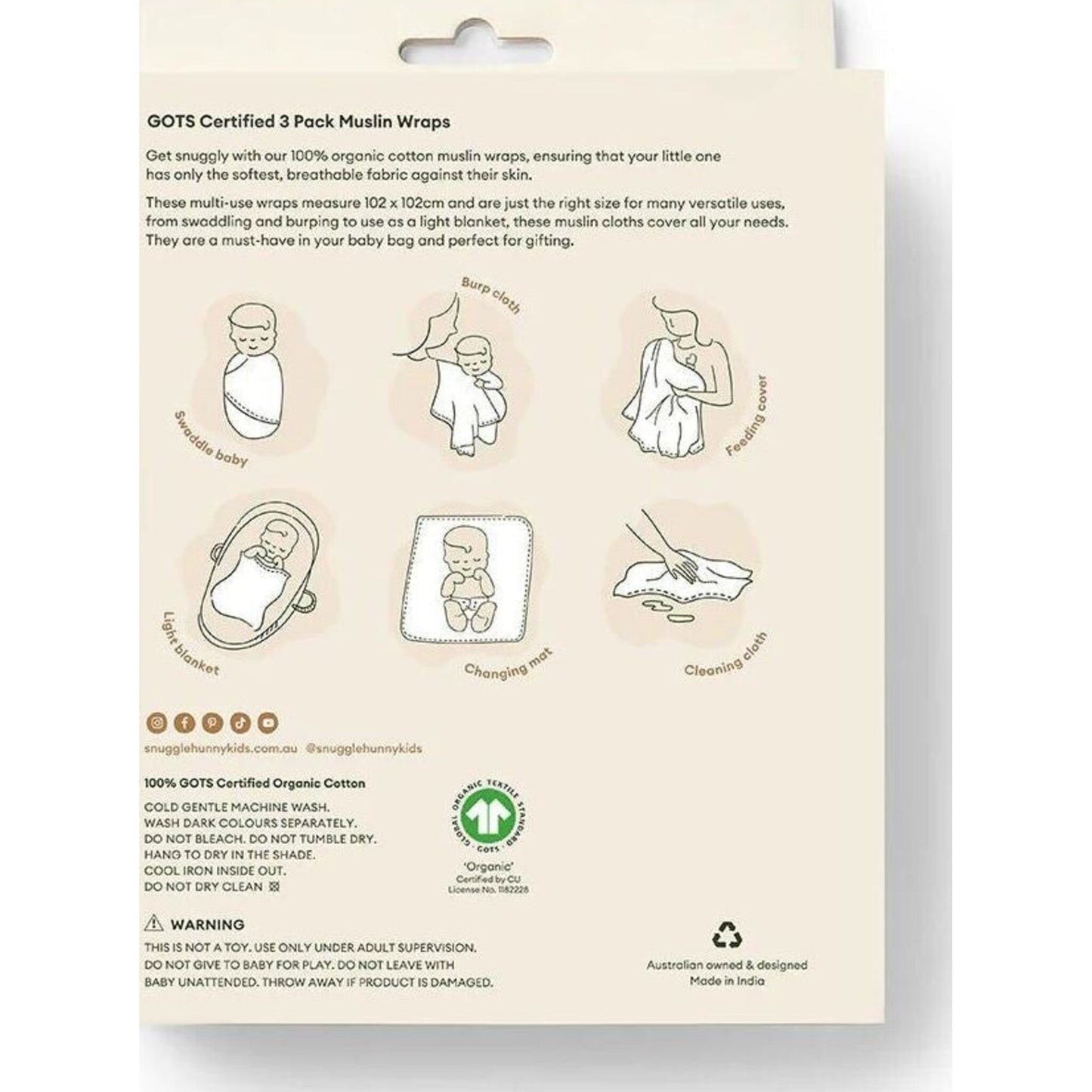 Large Organic Muslin Wraps 3 Pack - Milk/Camille/Fairytale – children's product by Snuggle Hunny | Aster & Ruby