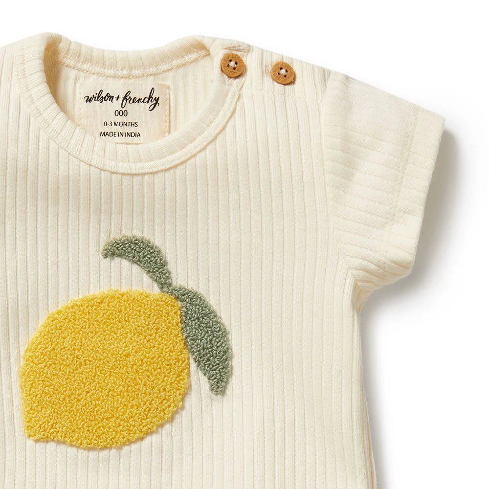 Lemon Leaf Embroidered Organic Tee – 0 -3m, 3-6m, 6-12m, 12-18m, 18 -24m, 3 – Aster & Ruby