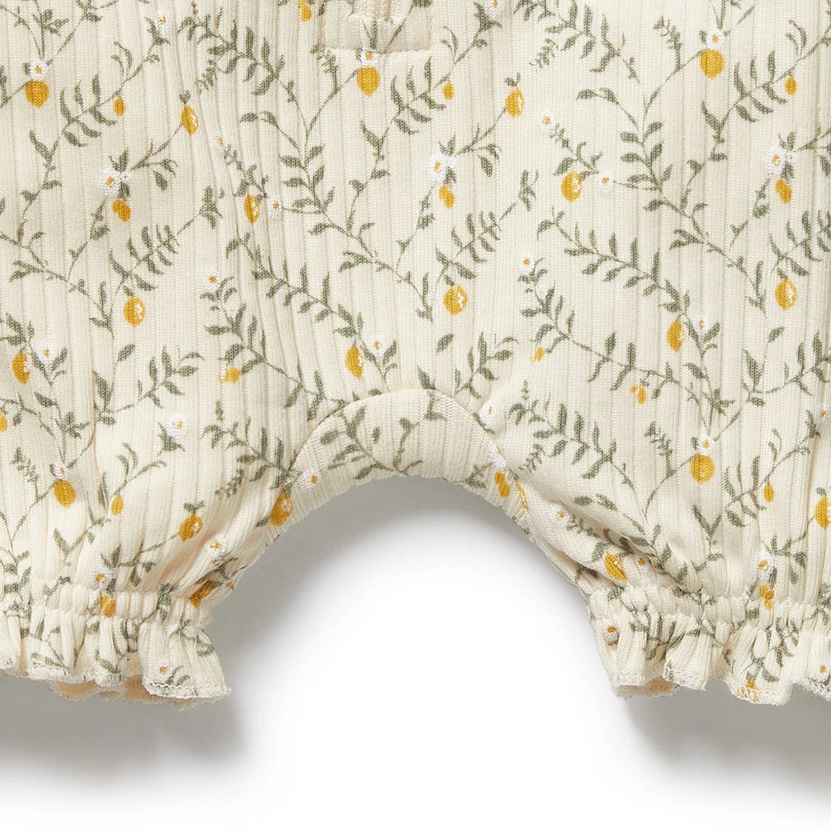 Lemon Leaf Organic Ruffle Zipsuit - Aster & Ruby