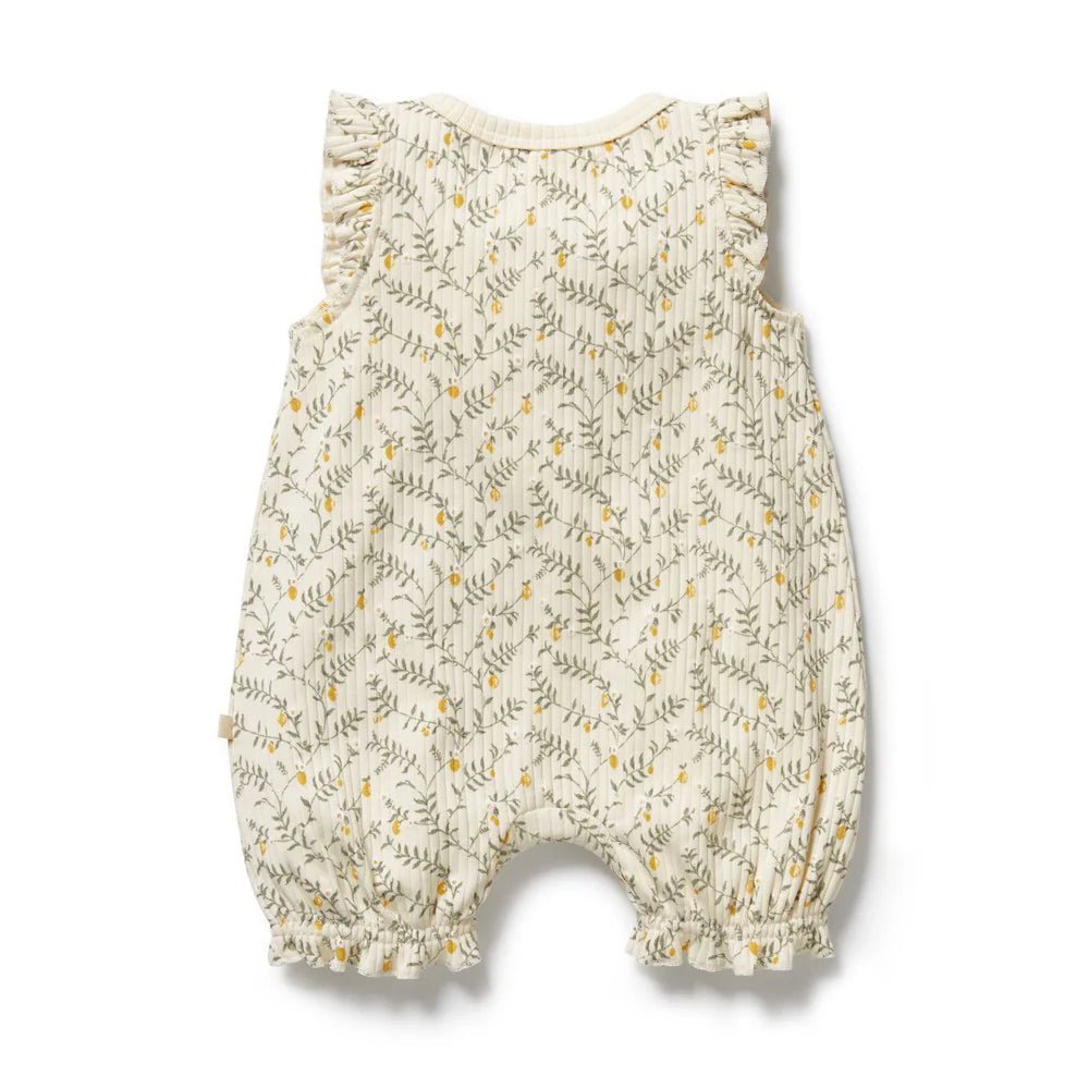 Lemon Leaf Organic Ruffle Zipsuit - Aster & Ruby