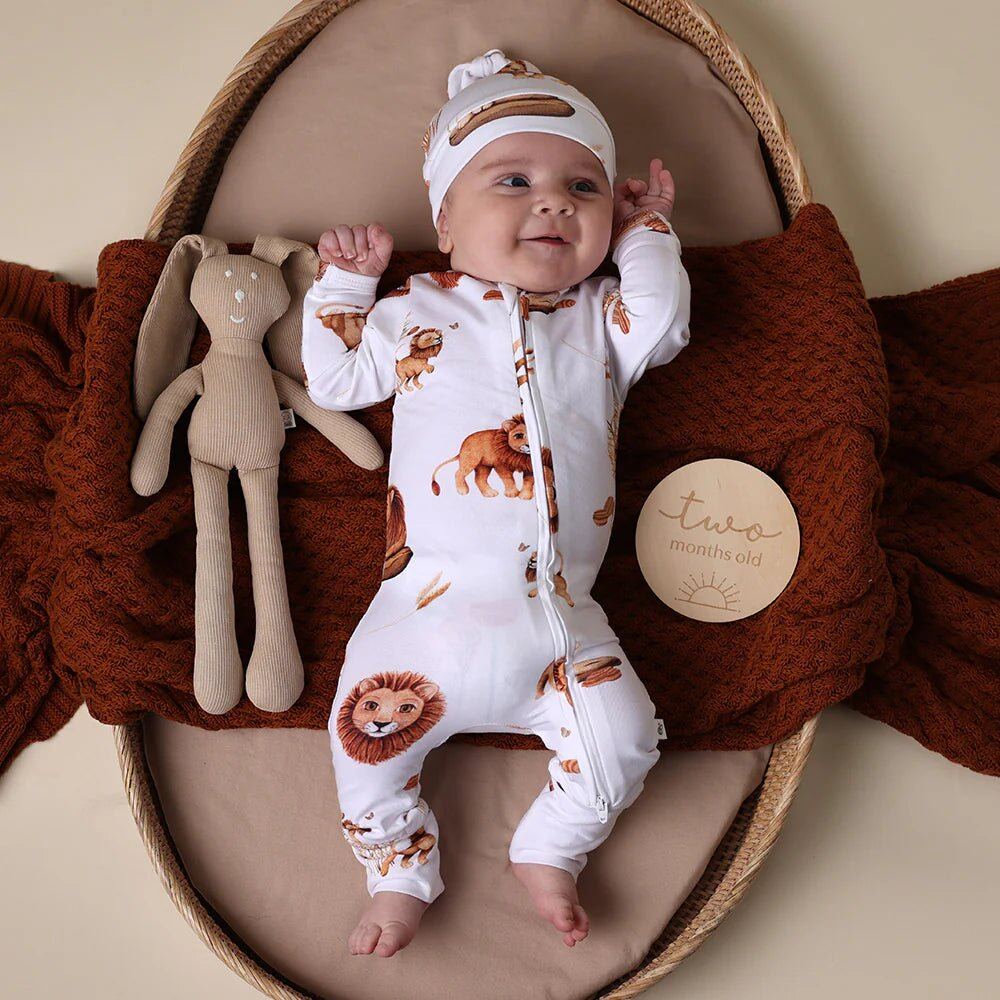 Lion Organic Snugglesuit Convertible Romper – Newborn, 000, 00, 0 – Aster & Ruby
