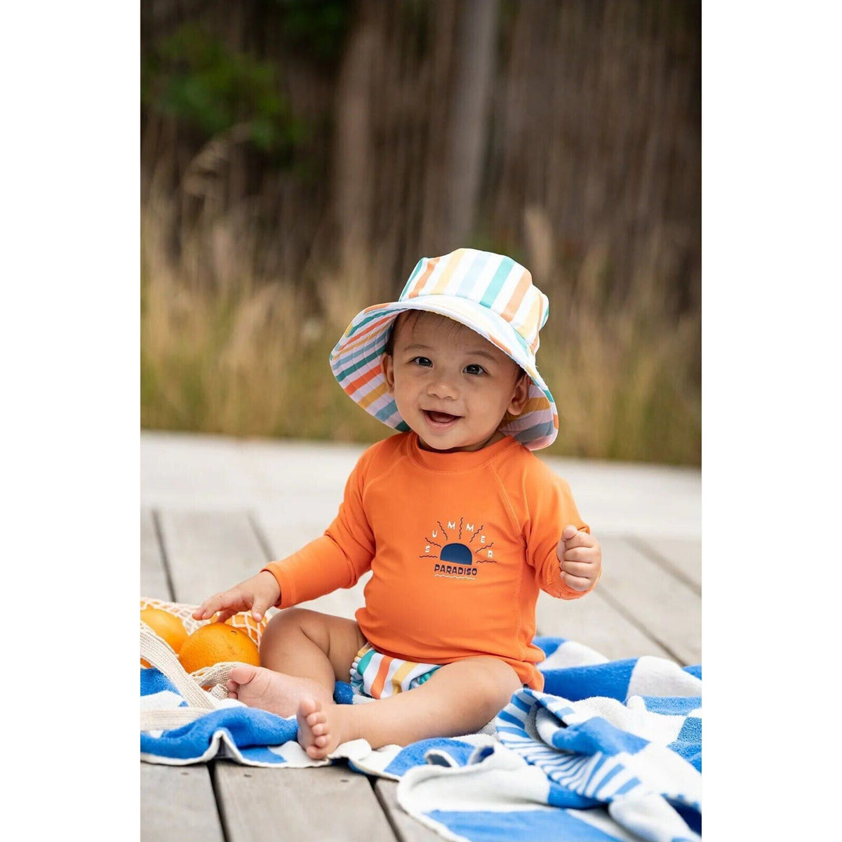 Minihaha Luca Stripe Aqua Nappy | Aster & Ruby