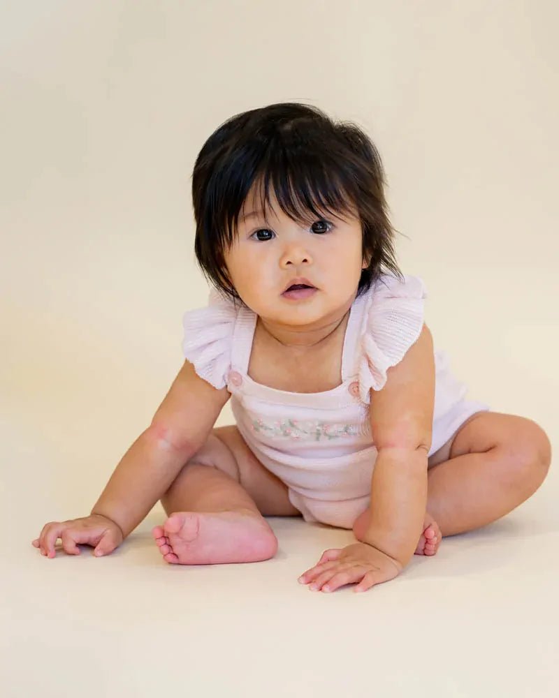 Madelyn Embroidered Organic Knitted Bodysuit - Aster & Ruby