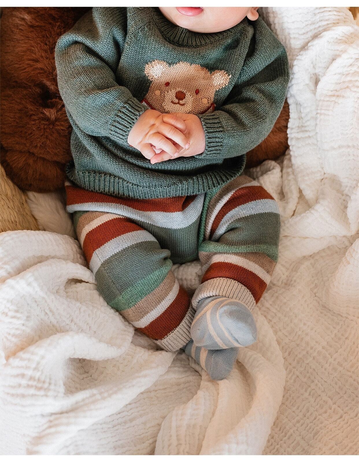 Mateo Stripe Knitted Leggings – Newborn, 0-3m, 3-6m, 6-12m, 1 – Aster & Ruby