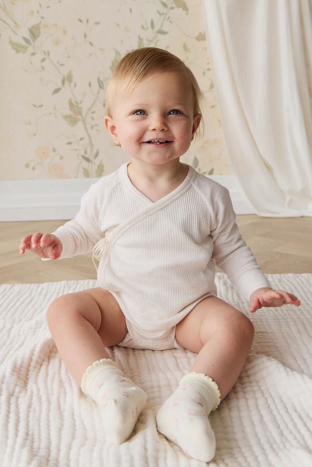 Maya Jacquard Sock – 0-3M, 3-12M, 1-2YR, 2-4YR, Egret – Aster & Ruby