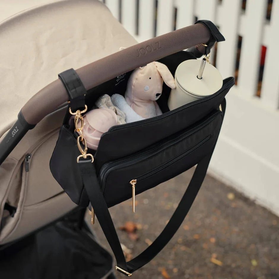 Multitasker Pram Caddy Black Nylon - Aster & Ruby