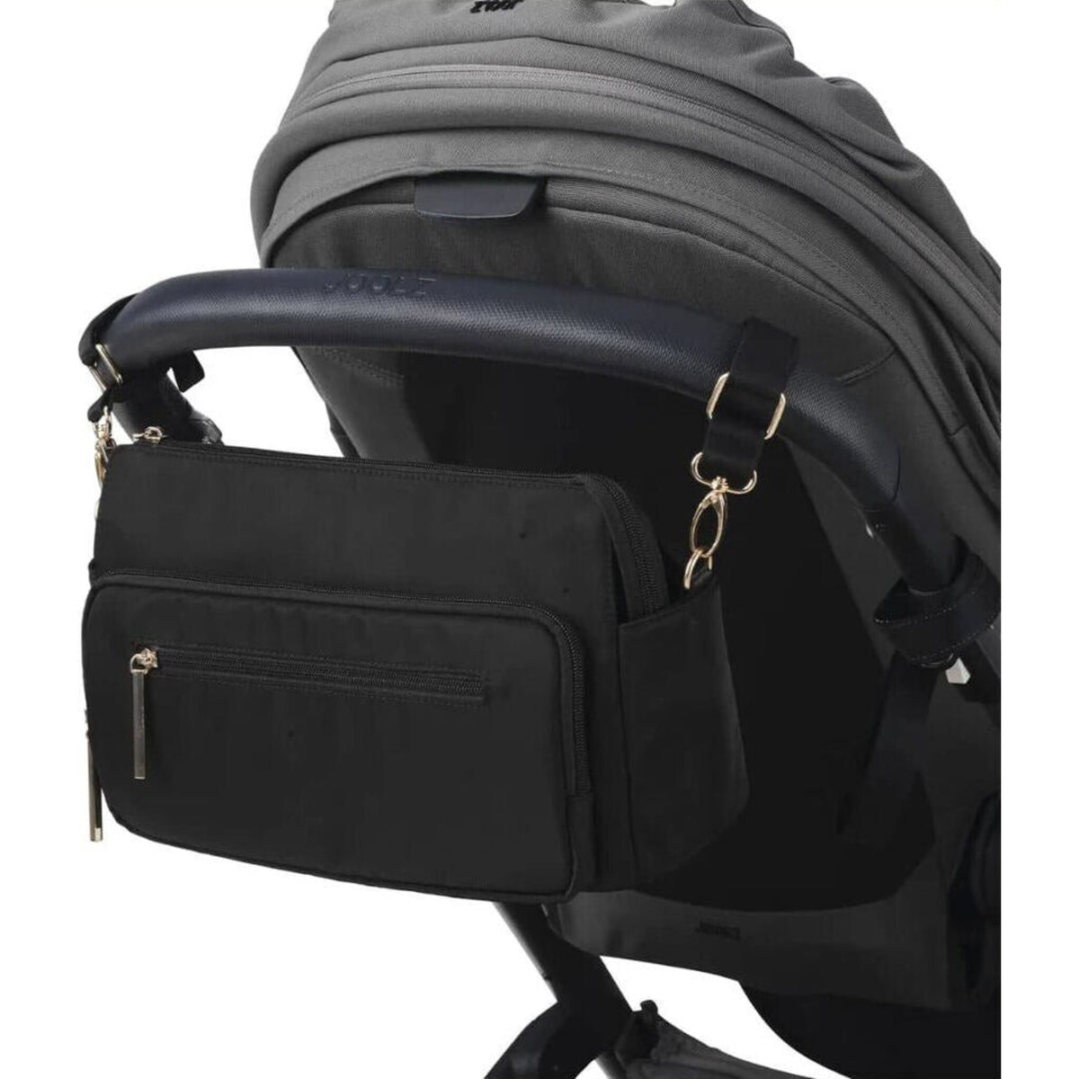OiOi Multitasker Pram Caddy Black Nylon | Aster & Ruby