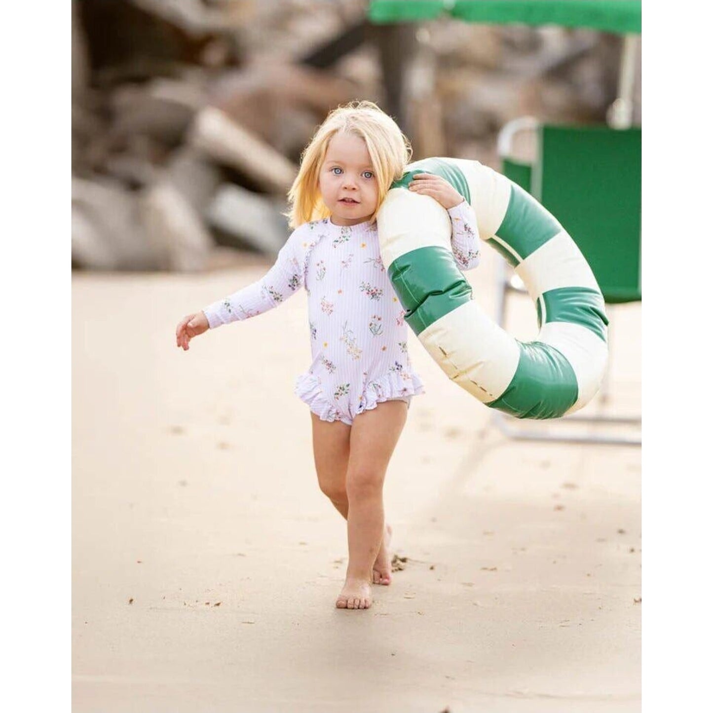 Myra Print Long Sleeve Sunsuit – children's product by Minihaha | Aster & Ruby