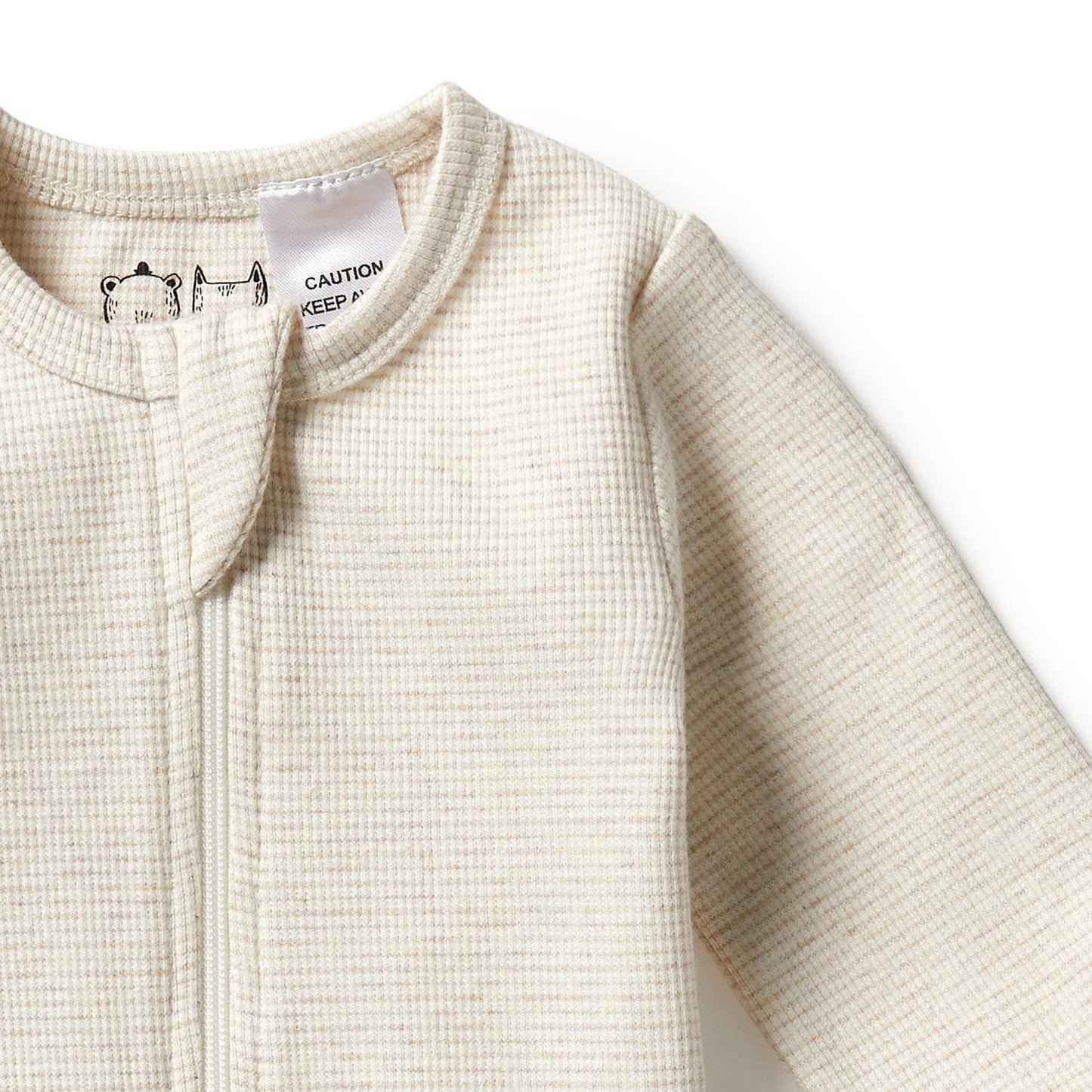 Oatmeal Organic Stripe Rib Zipsuit with Feet - Aster & Ruby