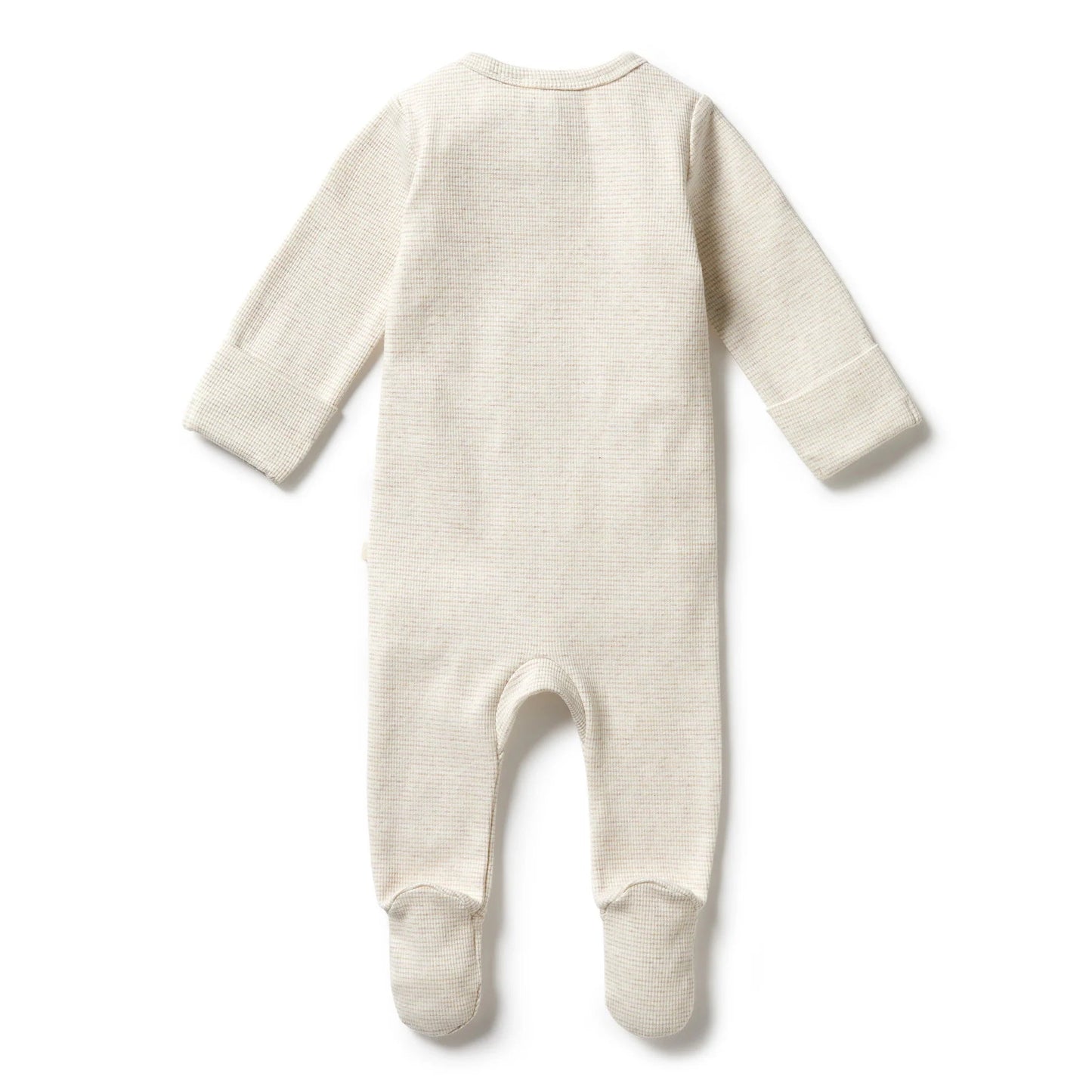 Oatmeal Organic Stripe Rib Zipsuit with Feet - Aster & Ruby