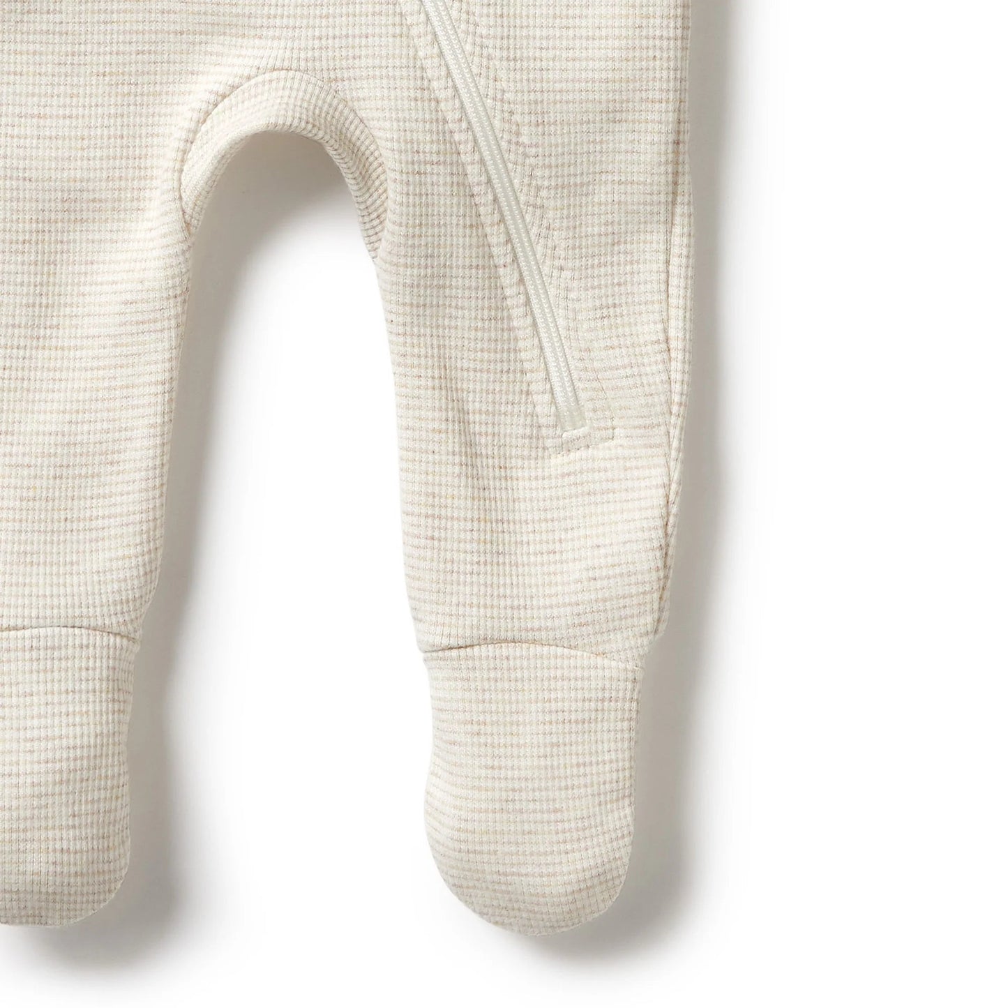 Oatmeal Organic Stripe Rib Zipsuit with Feet - Aster & Ruby