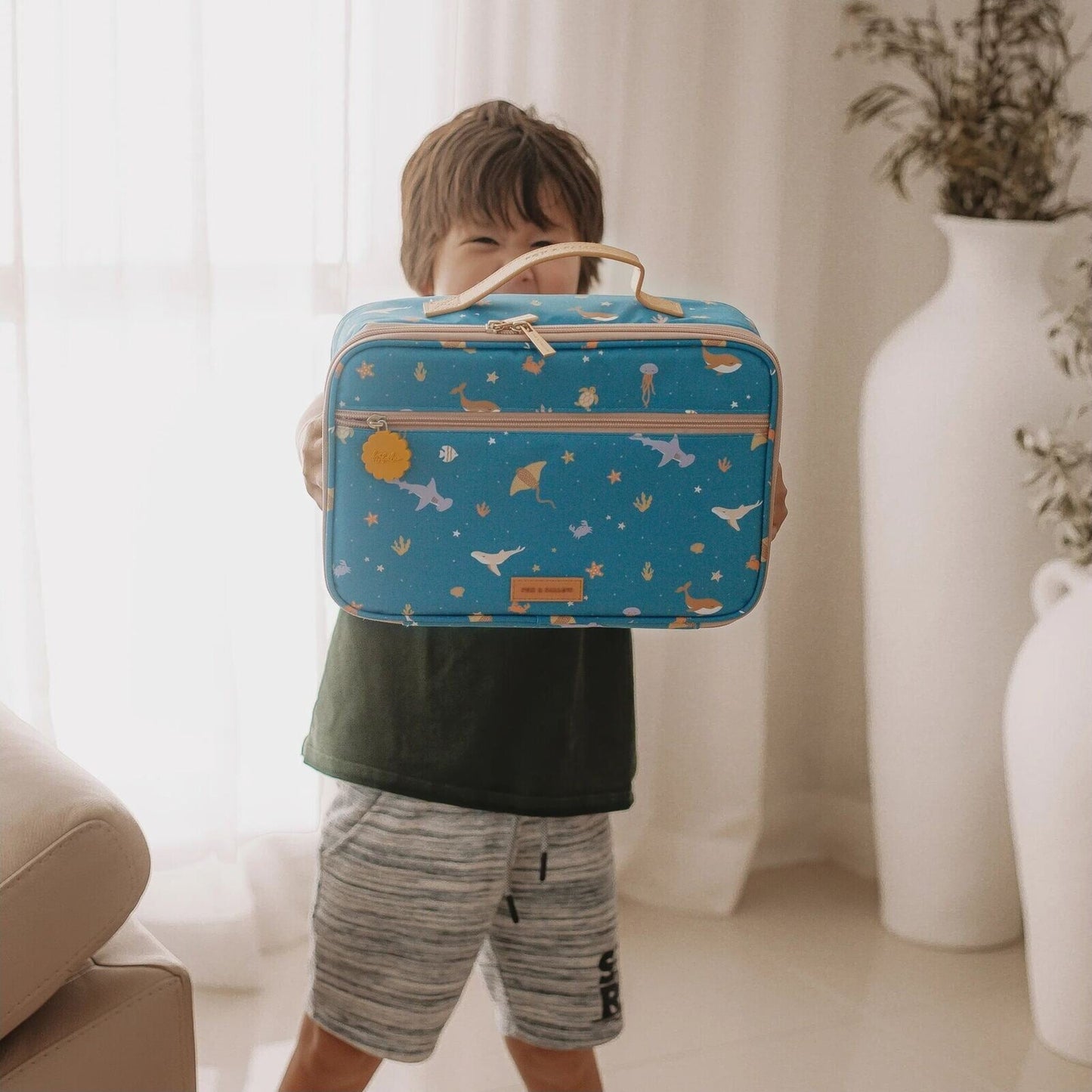 Ocean Creatures Marine Large Lunch Bag – insulated kids lunch bag by Fox & Fallow | Aster & Ruby