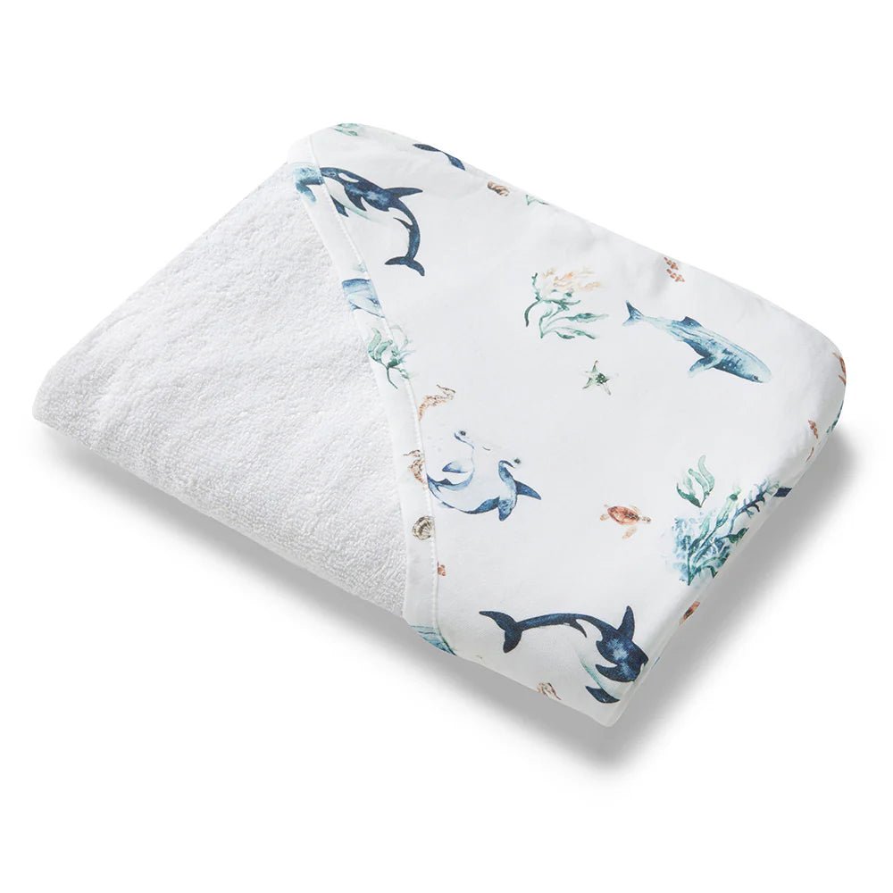 Ocean Organic Hooded Baby Towel - Aster & Ruby