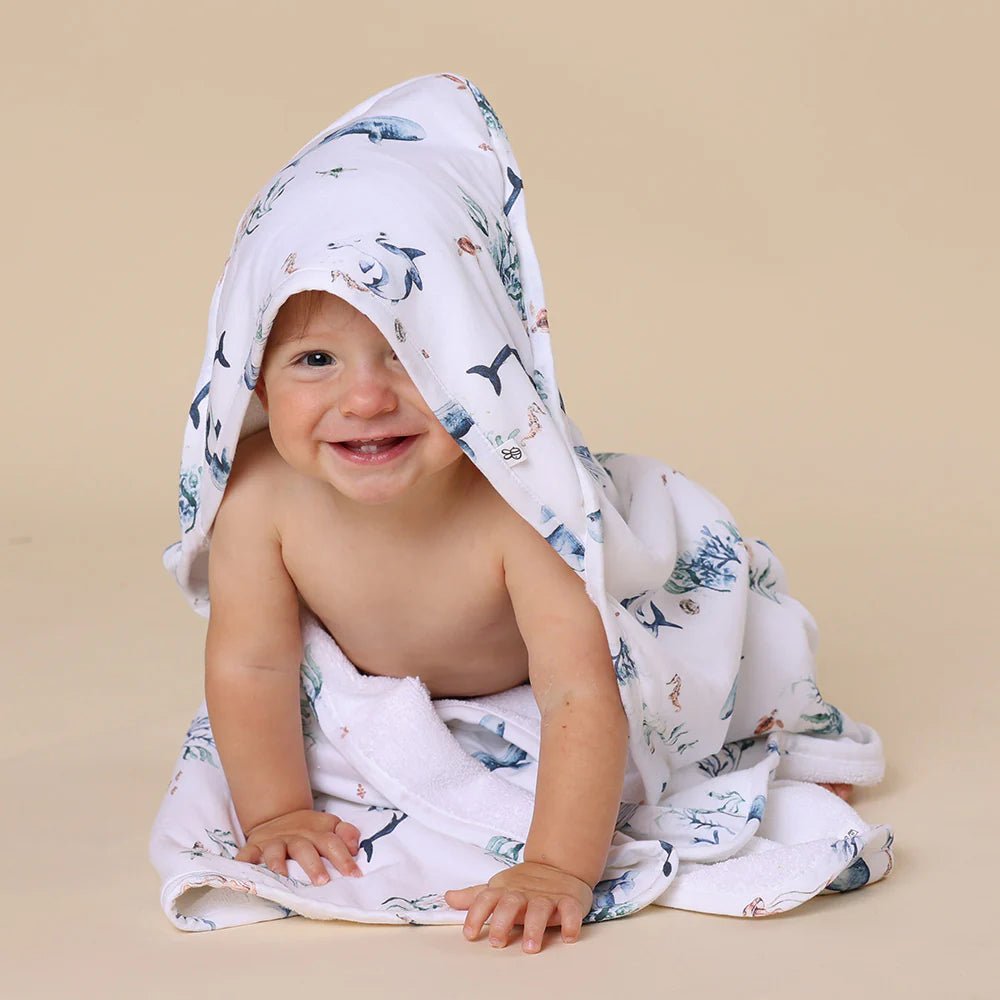 Ocean Organic Hooded Baby Towel - Aster & Ruby