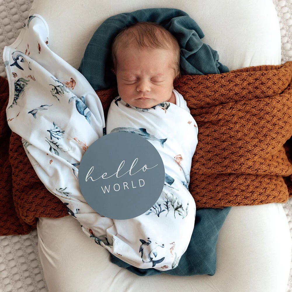 Ocean Organic Jersey Wrap & Beanie Set – Aster & Ruby