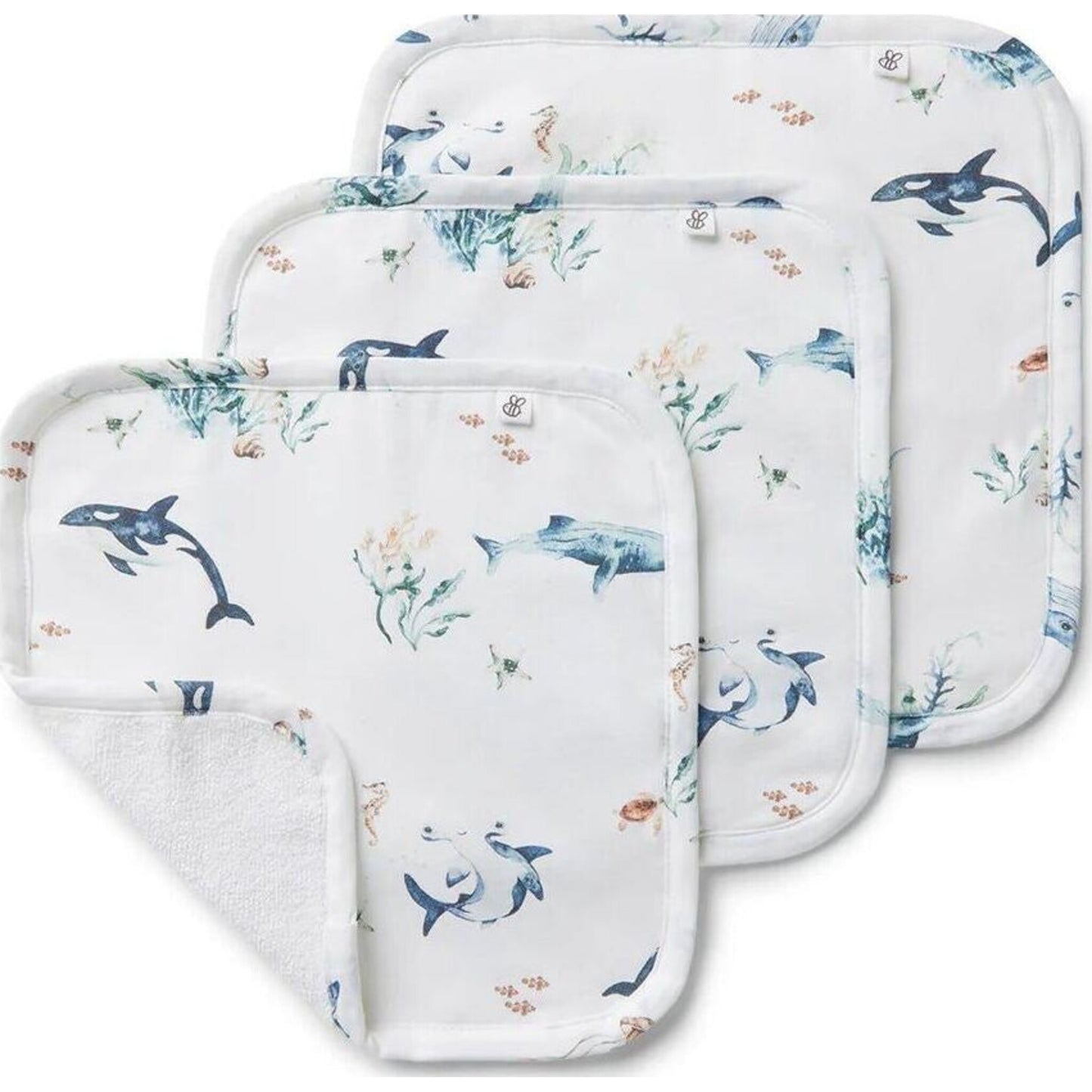 Snuggle Hunny Kids Ocean Organic Wash Cloths 3 Pack | Aster & Ruby