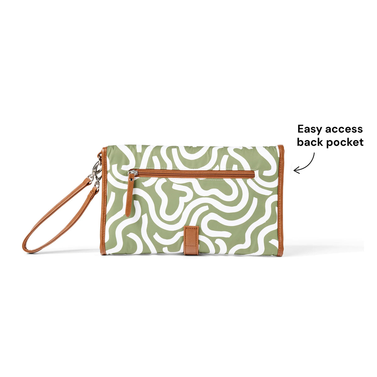 OiOi Change Mat Clutch Green Squiggle | Aster & Ruby