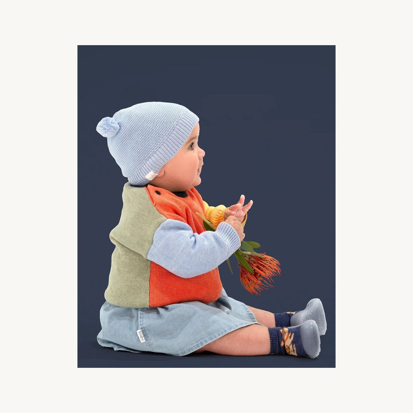 Organic Beanie Snowy Bluebird – children's product by Toshi | Aster & Ruby