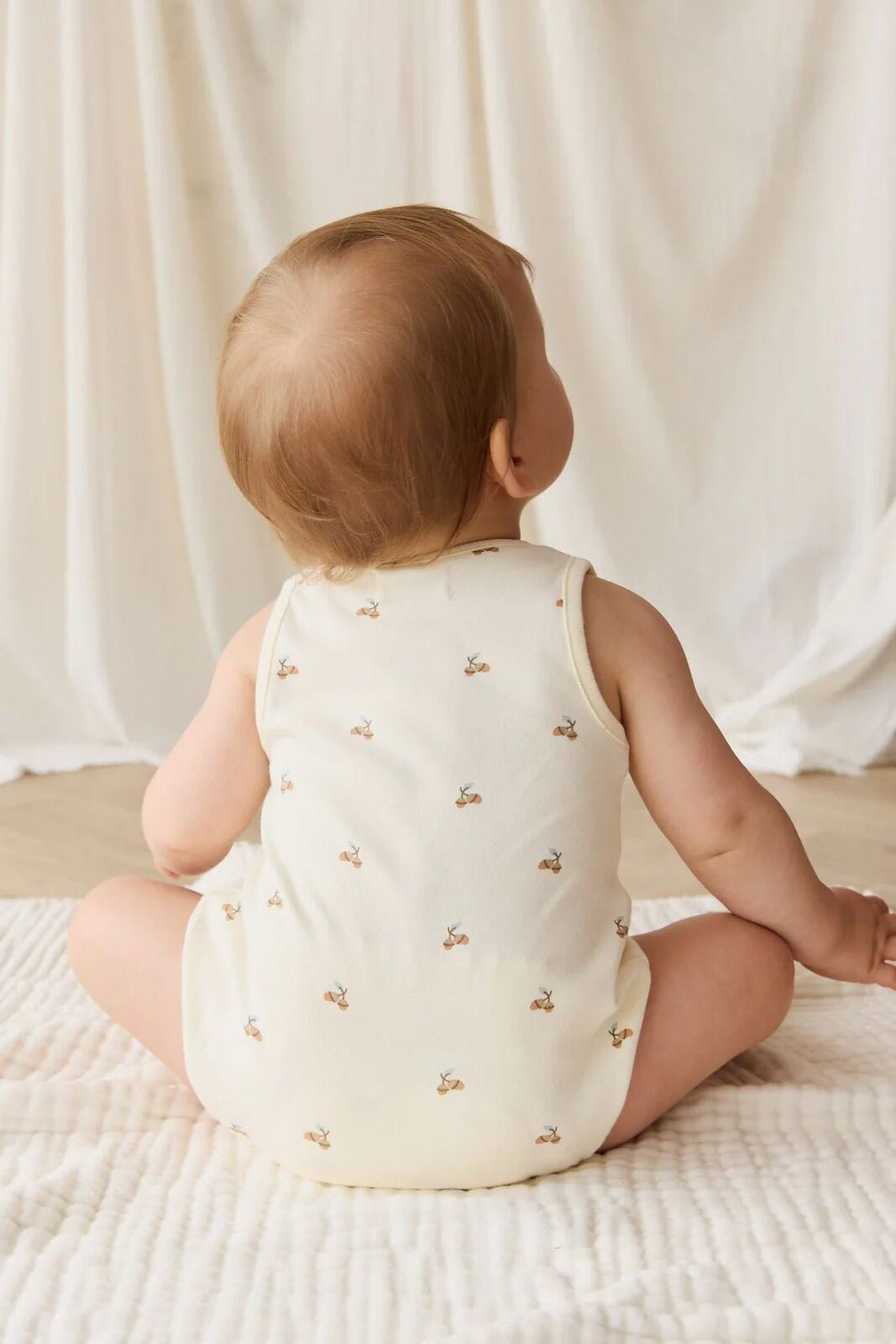 Organic Cotton Archie Playsuit – 0-3M, 3-6M, 6-12M, 1YR, Forest Night Acorns – Aster & Ruby