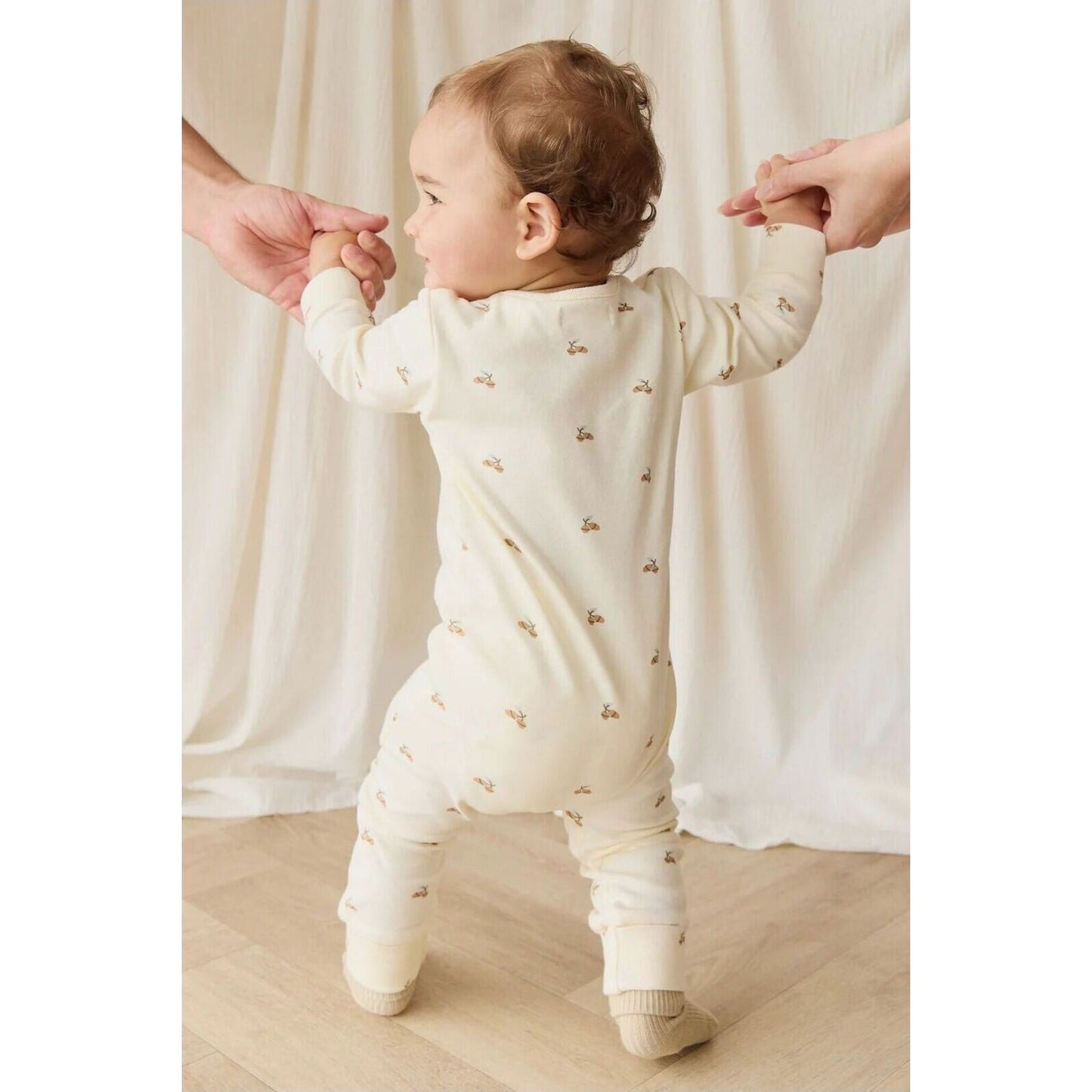 Organic Cotton Reese Zip Onepiece Forest Night Acorn – children's product by Jamie Kay | Aster & Ruby