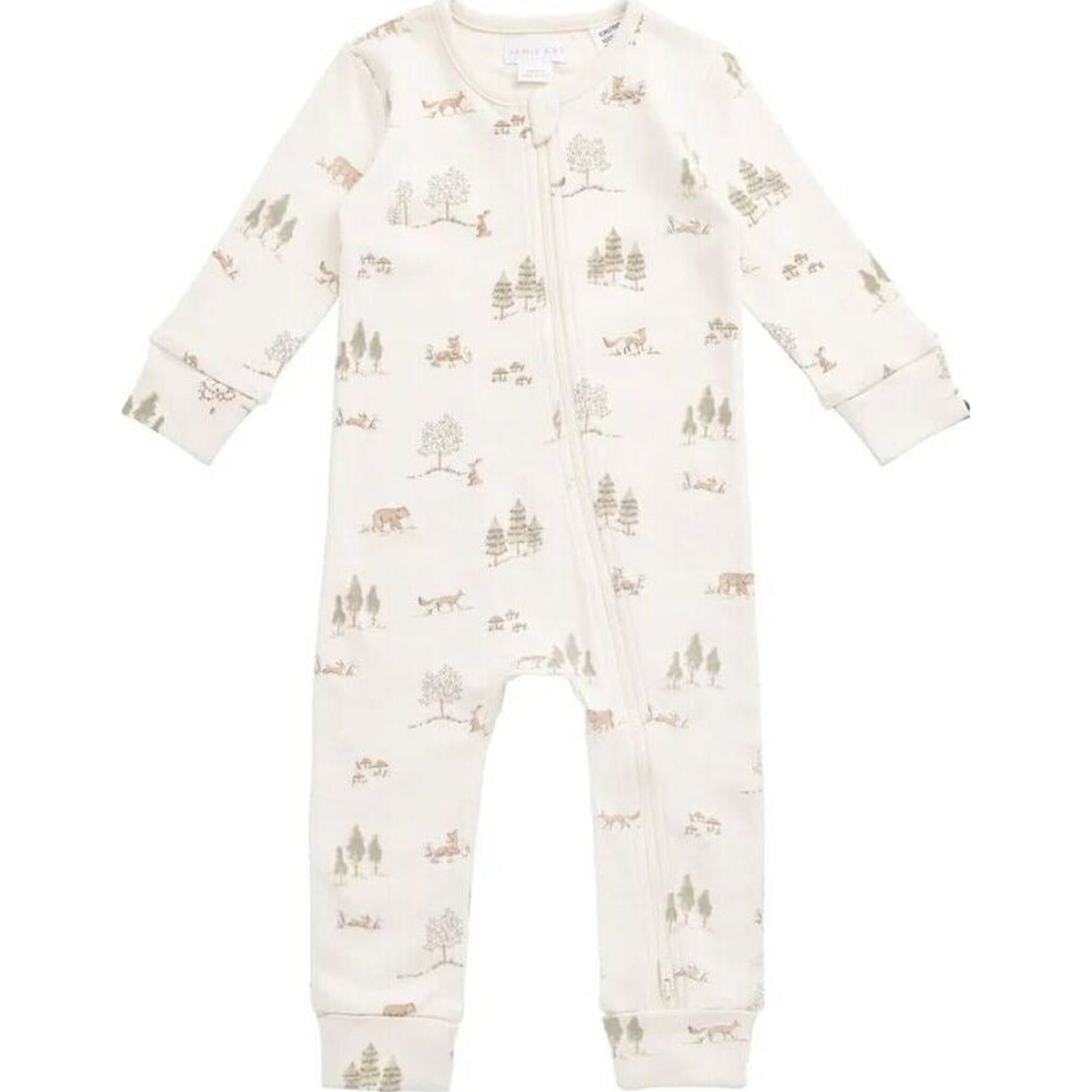 Organic Cotton Reese Zip Onepiece Pine Forest Friends – children's product by Jamie Kay | Aster & Ruby