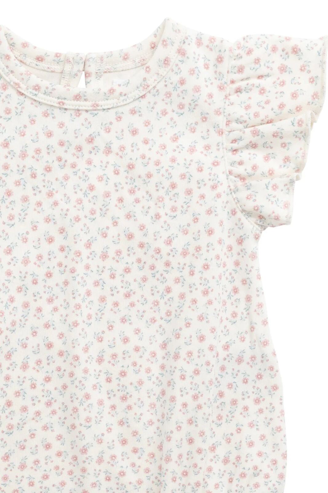 Organic Cotton Sage Onepiece Posy Garden Pink – 0-3M, 3-6M, 6-12M, 1YR – Aster & Ruby