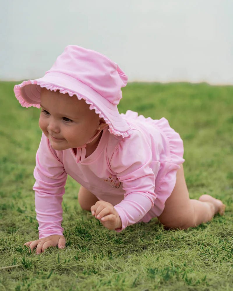 Pale Pink Swim Hat with Quick Release Neck Tie - Aster & Ruby