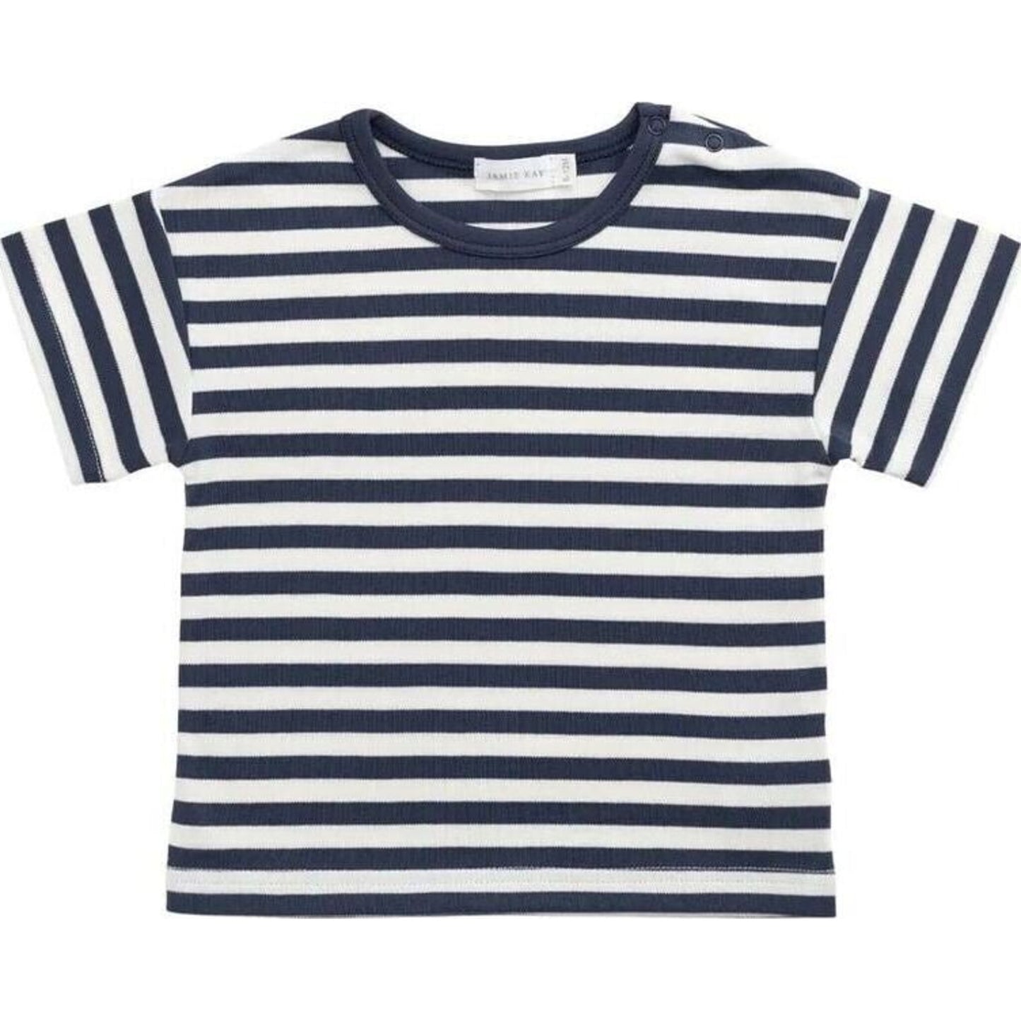 Pima Cotton Hunter Tee Essential Stripe Charter/Cloud – children's product by Jamie Kay | Aster & Ruby
